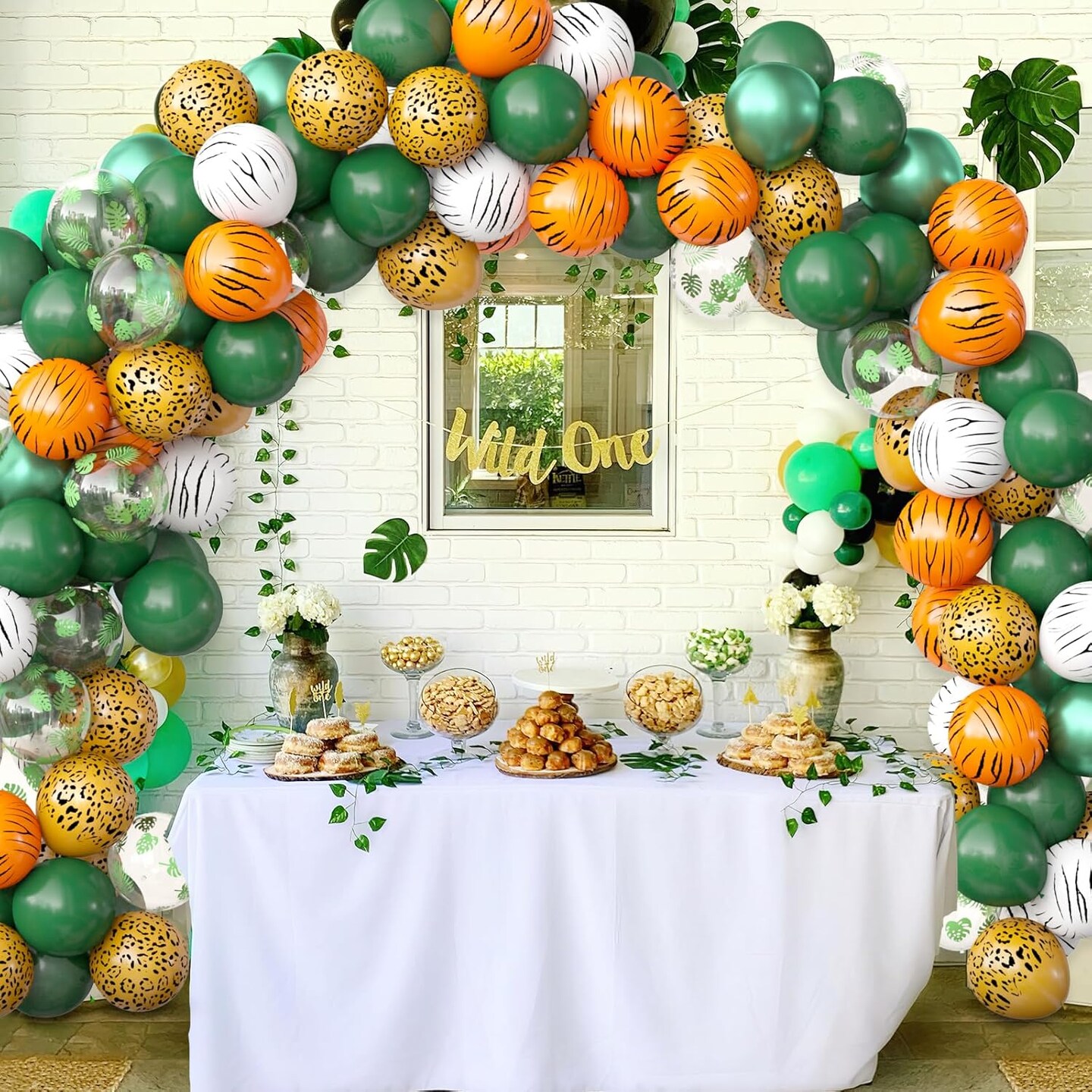 Jungle Party Decorations, Jungle Safari Balloons, 68 Pack Animal Balloon Set for Boys Girls Tropical Safari Baby Shower Decor, Tropical Wild One Birthday Party Supplies, 12 Inch