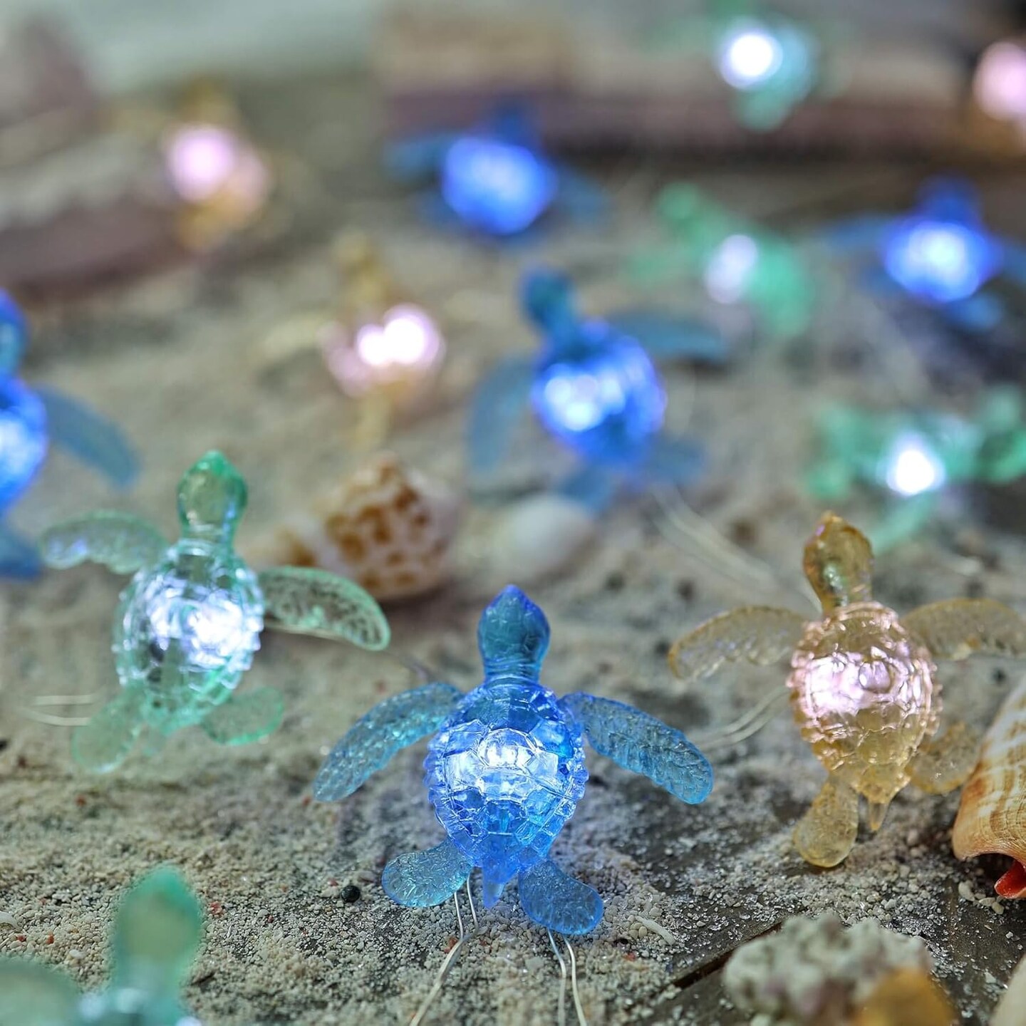 Sea Turtle Decorative Lights- Ocean Themed String Lights -10ft 30 LEDs-USB Plug-in -Battery Pack - Remote Control -Baby Shower- Bathroom- Christmas -Beach-Party Decor