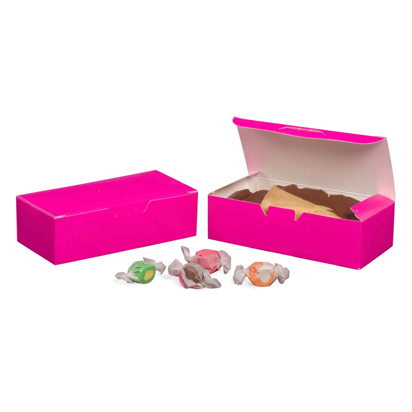 Made in USA - 50 Boxes - Candy & Fudge - 1 lb. Raspberry Pink - 1 Piece Assembly