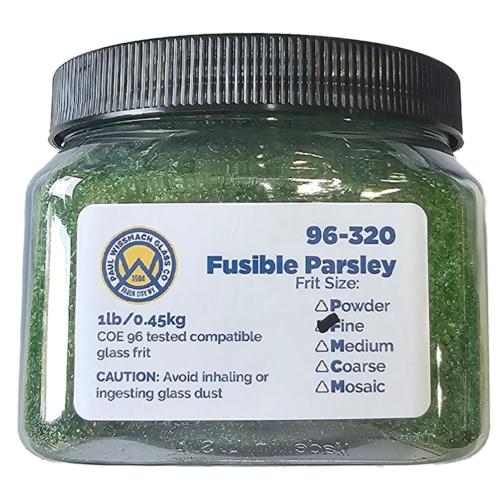 Wissmach Frit Fine Parsley Transparent 96-320 1Lb. Jar 96 COE