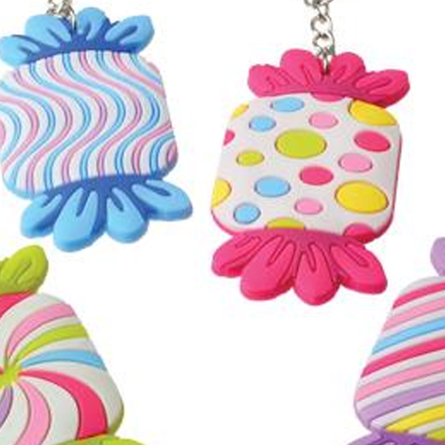 Candy Rubber Keychains Include 12 Units