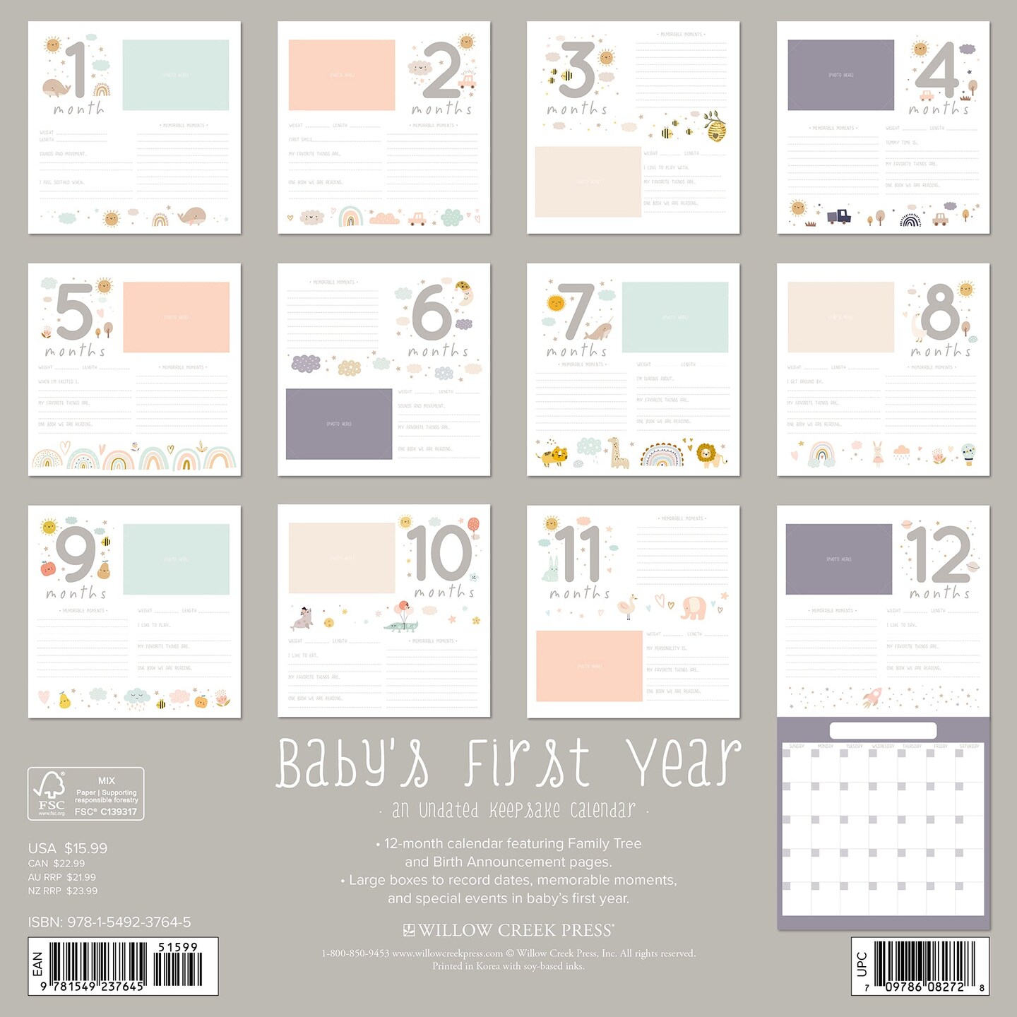 Baby&#x27;s First Year Undated Monthly Wall Calendar