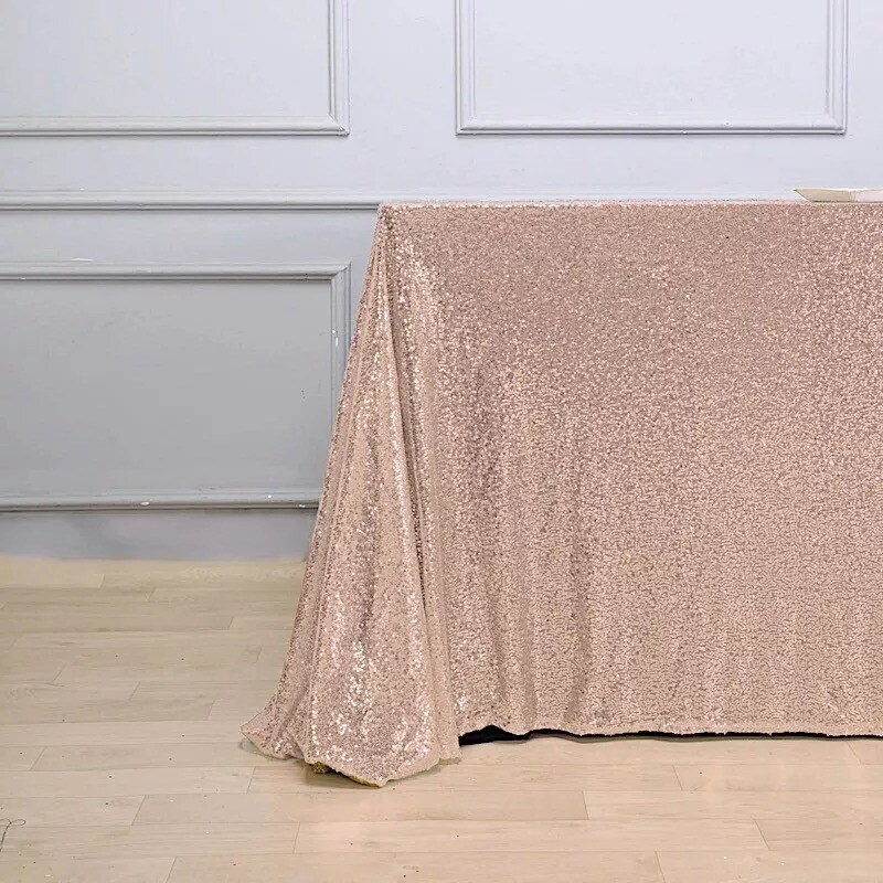BLUSH Sequined 90x156" RECTANGLE TABLECLOTH Designer Wedding Party Catering