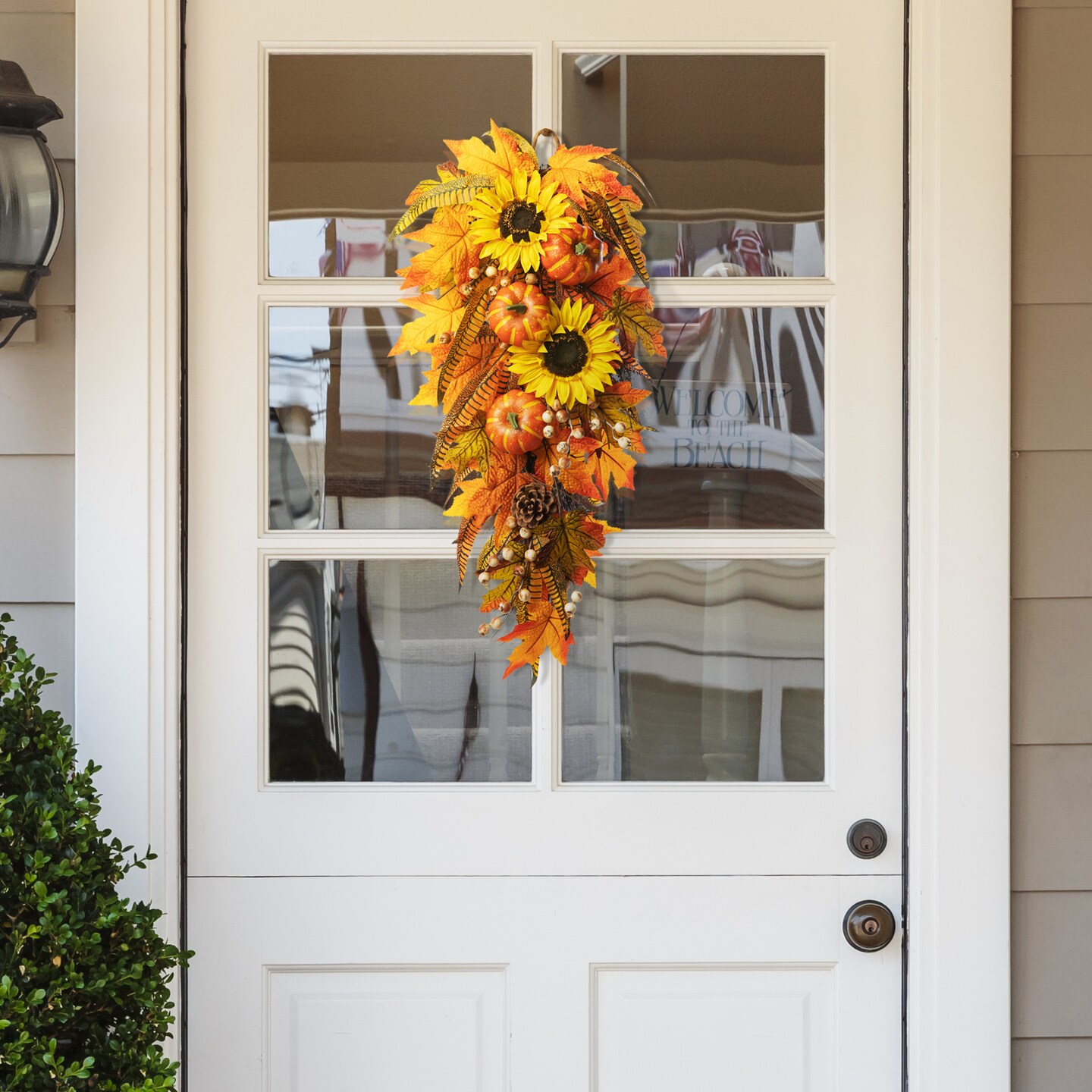 Fall Sunflower Leaf Potted Tree Thanksgiving Porch Decor