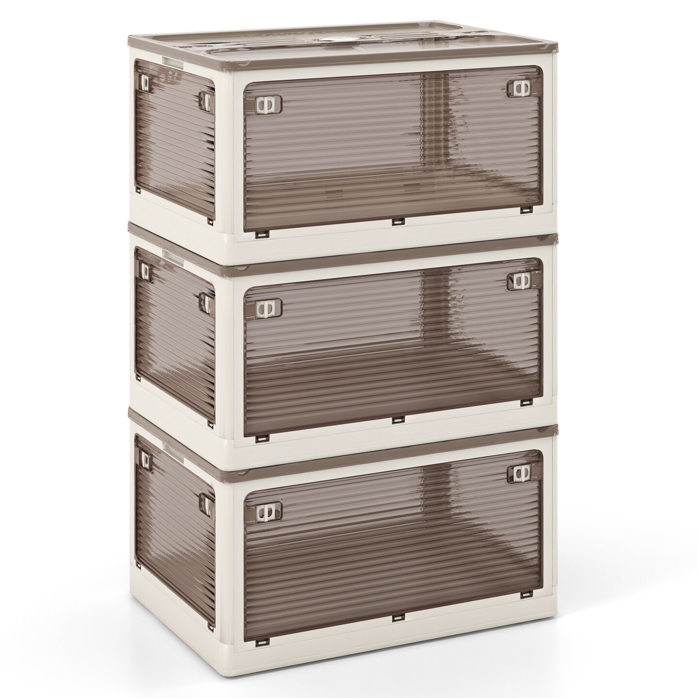 Stackable Storage Bins with Lids - 3-Pack with 5 Opening Styles