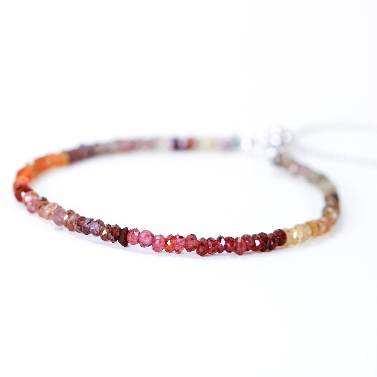 Rainbow tundra faceted garnet natural stone beaded bracelet