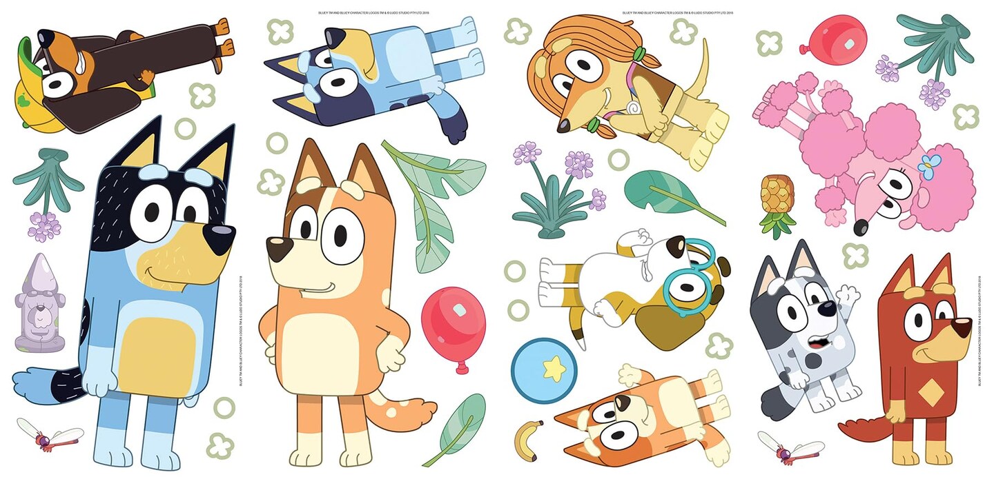 RoomMates Bluey Family and Friends Peel and Stick Wall Decals, RMK5457SCS
