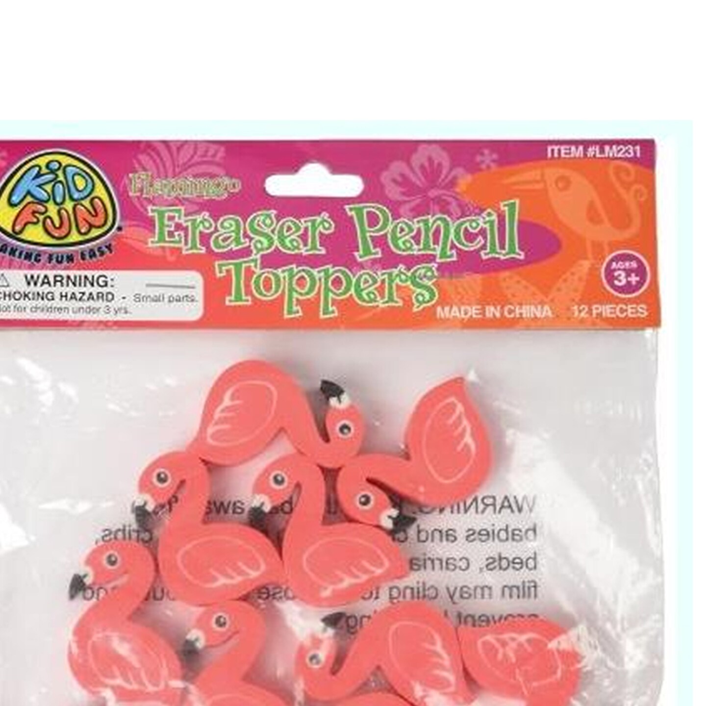 Flamingo Eraser Pencil Toppers Include 12 Units