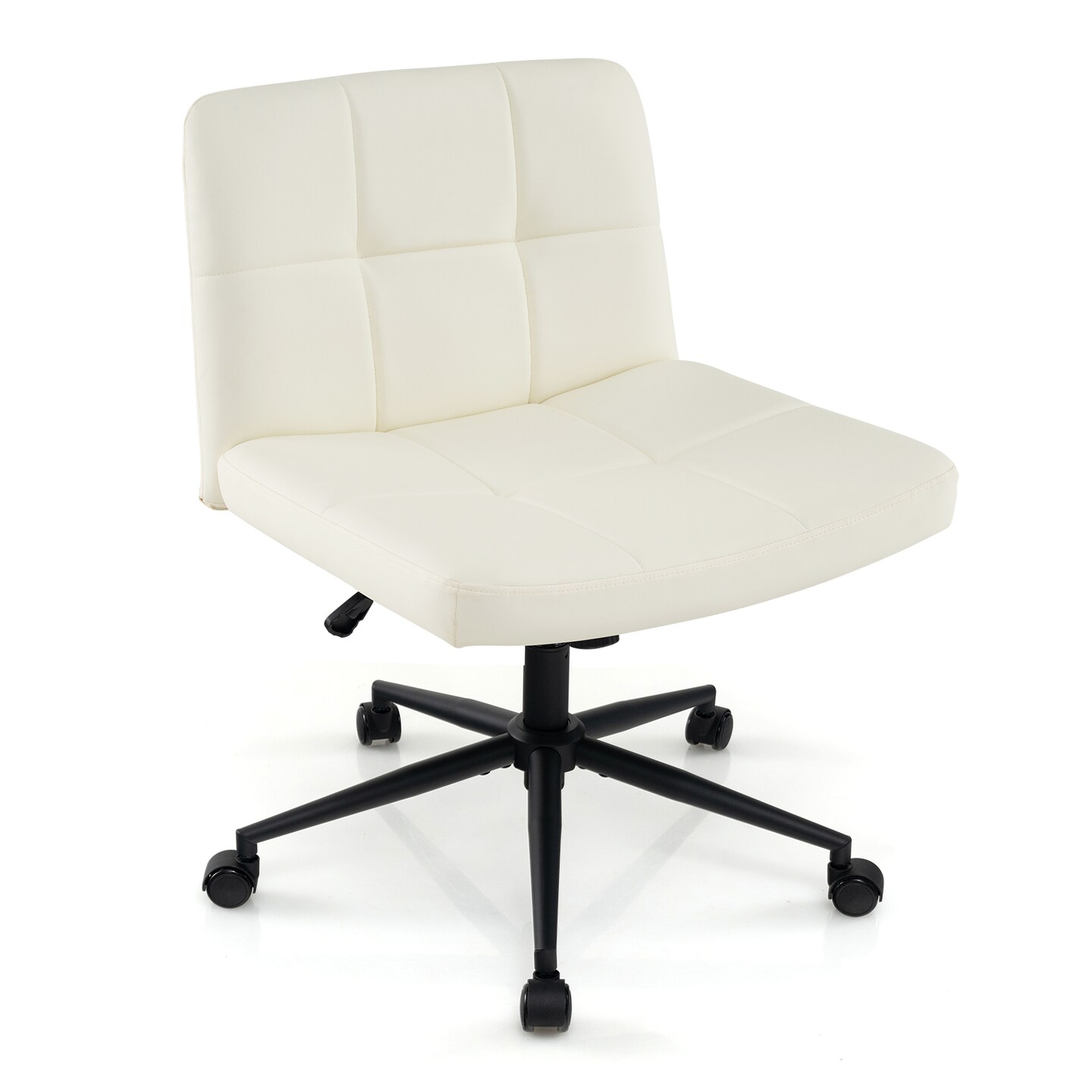 Height-Adjustable Armless Desk Chair with Wheels for Home Office or Vanity