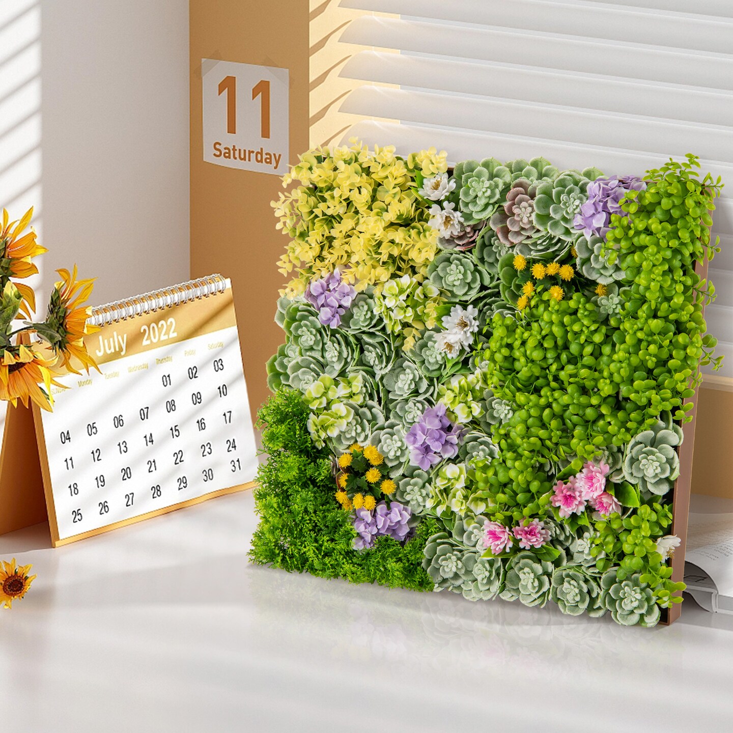 20&#x22; x 20&#x22; 3D Hanging Succulents with 10 Types of Mixed Faux Plants for Balcony Home - 20&#x22; x 20&#x22; (L x W)