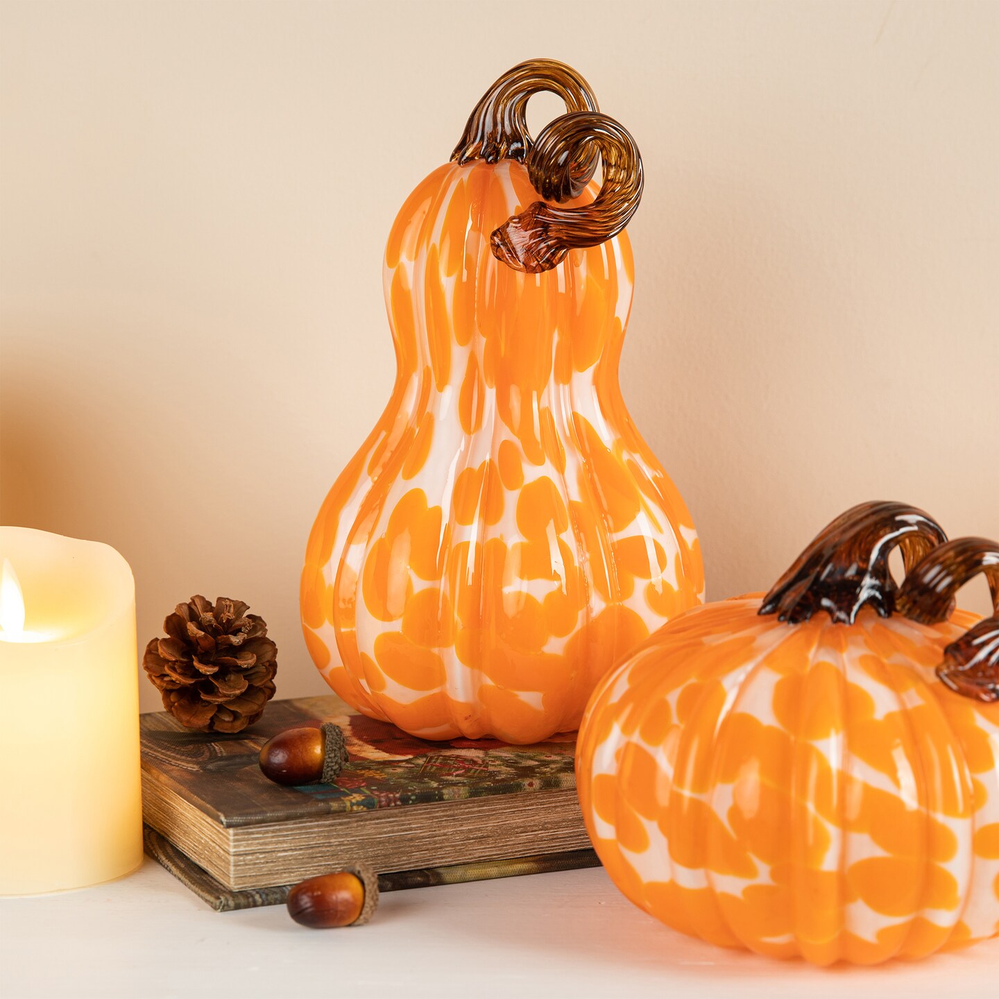 S/3 Glass Pumpkin &#x26; Gourd