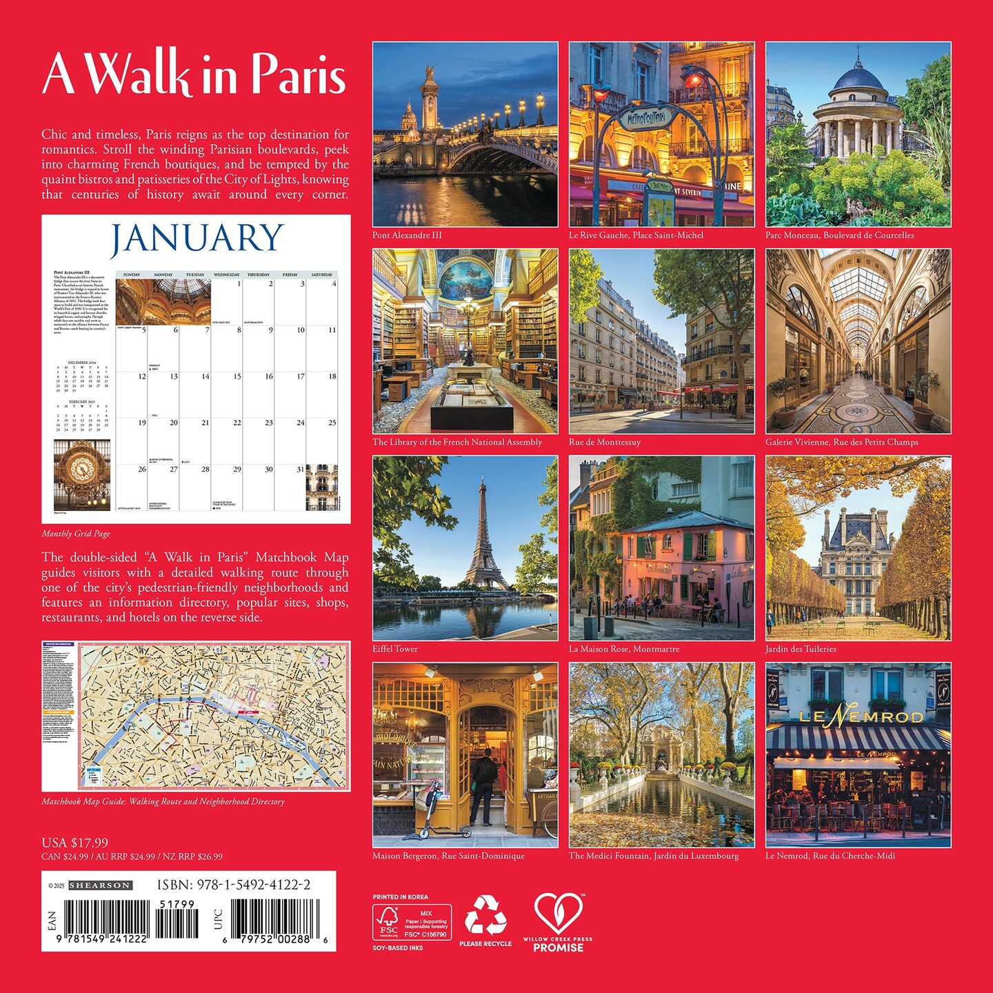 A Walk in Paris 2025 Wall Calendar