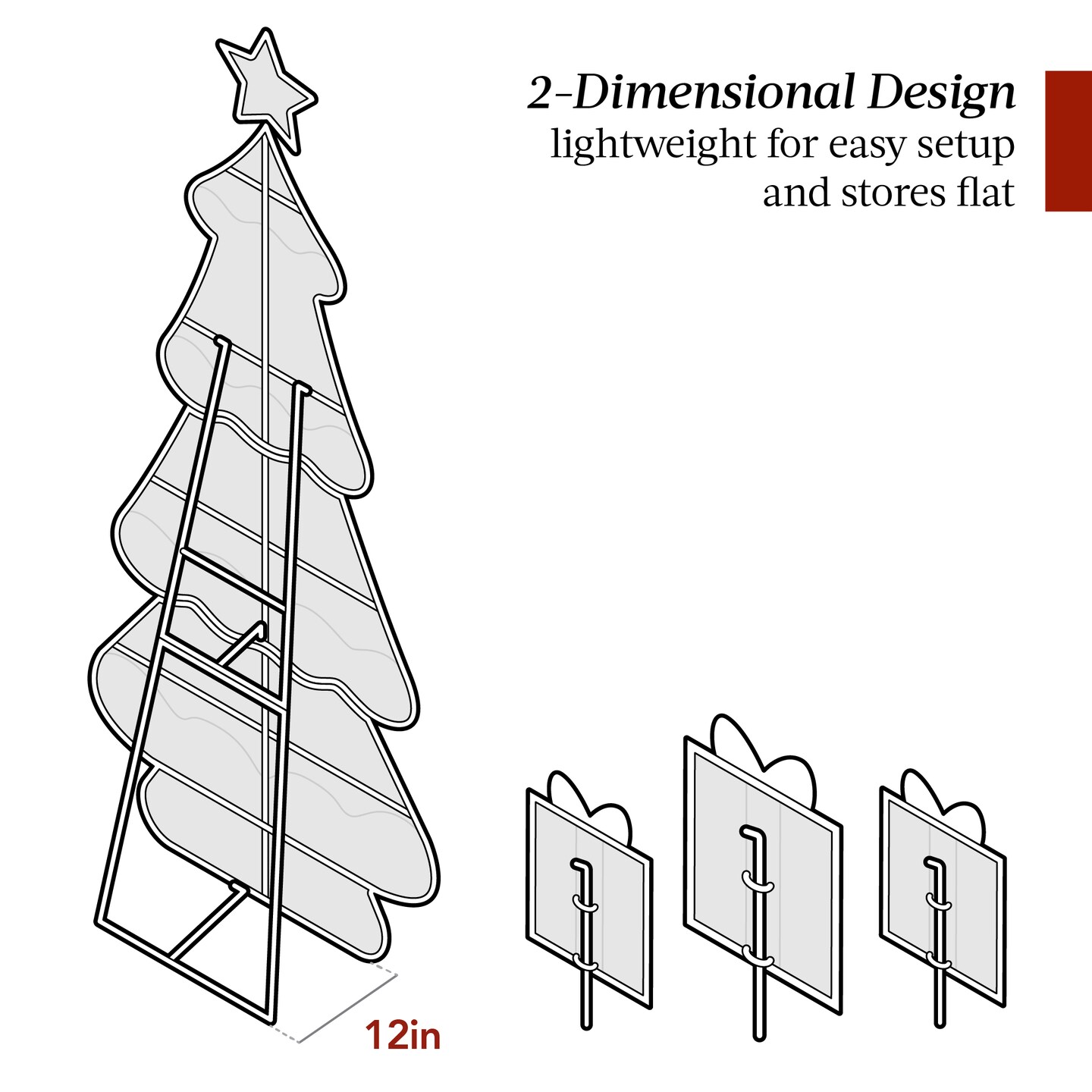 Best Choice Products 6ft Lighted 2D Christmas Tree Outdoor Decor w/ 170 LED Lights, Gift Boxes, Storage Bag