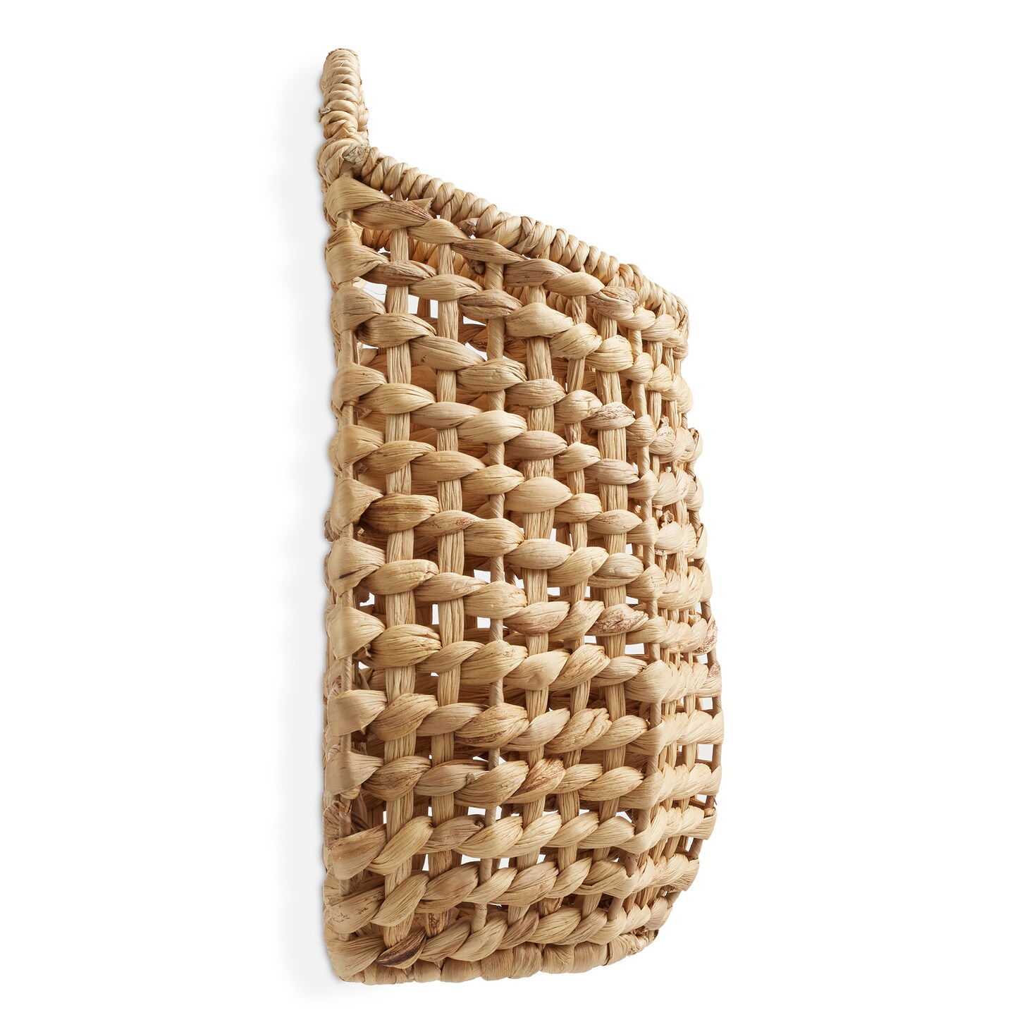 Casafield Open Weave Wall Hanging Basket for Plants and Flowers - Natural, Water Hyacinth Decorative Boho Accent for Front Door and Entryway
