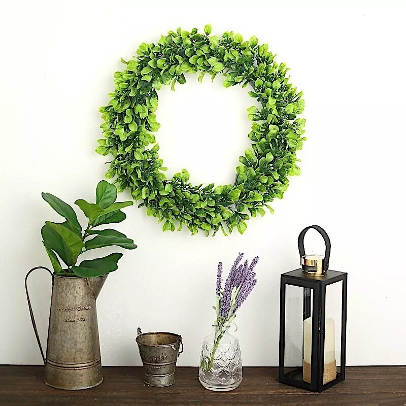 2 Green 21" Wreaths Artificial Jasmine Leaves Candle Rings Party Decorations