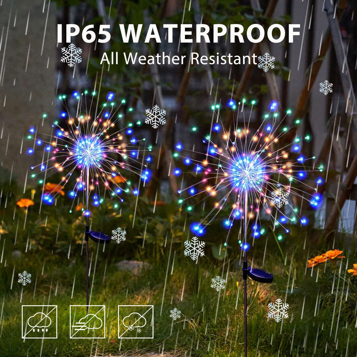 SolarEra Christmas Solar Garden Lights Solar Lights Outdoor Waterproof 2 Pack Solar Powered Firework Stake Lights 120 LED Sparklers Solar Outside Lights for Yard Pathway Flowerbed Decor (Colorful)