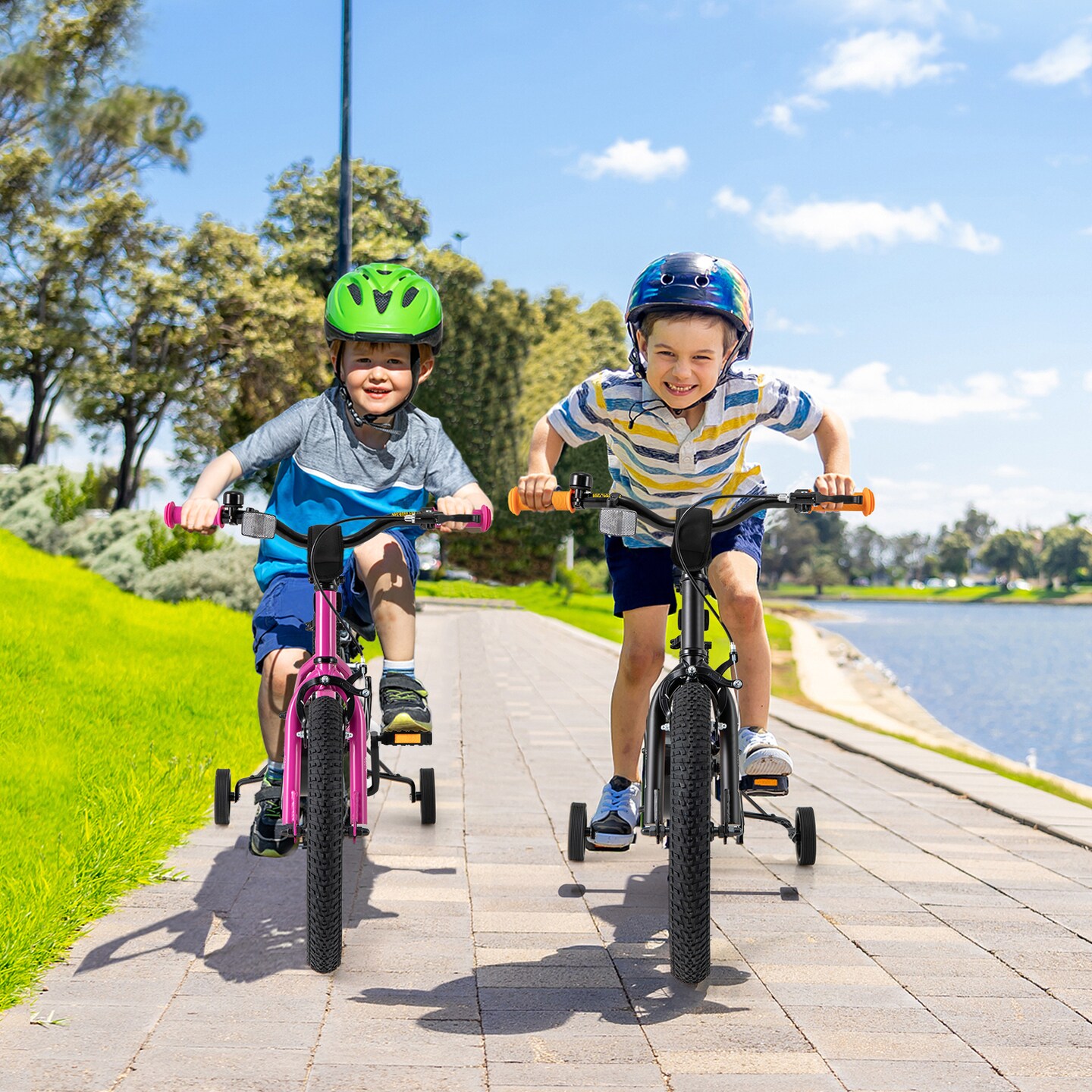 16-Inch Kids Bike Bicycle for Boys Girls 4-7 Adjustable with High Carbon Steel Frame - 45&#x22; x 21&#x22;x 28.5&#x22; (L x W x H)