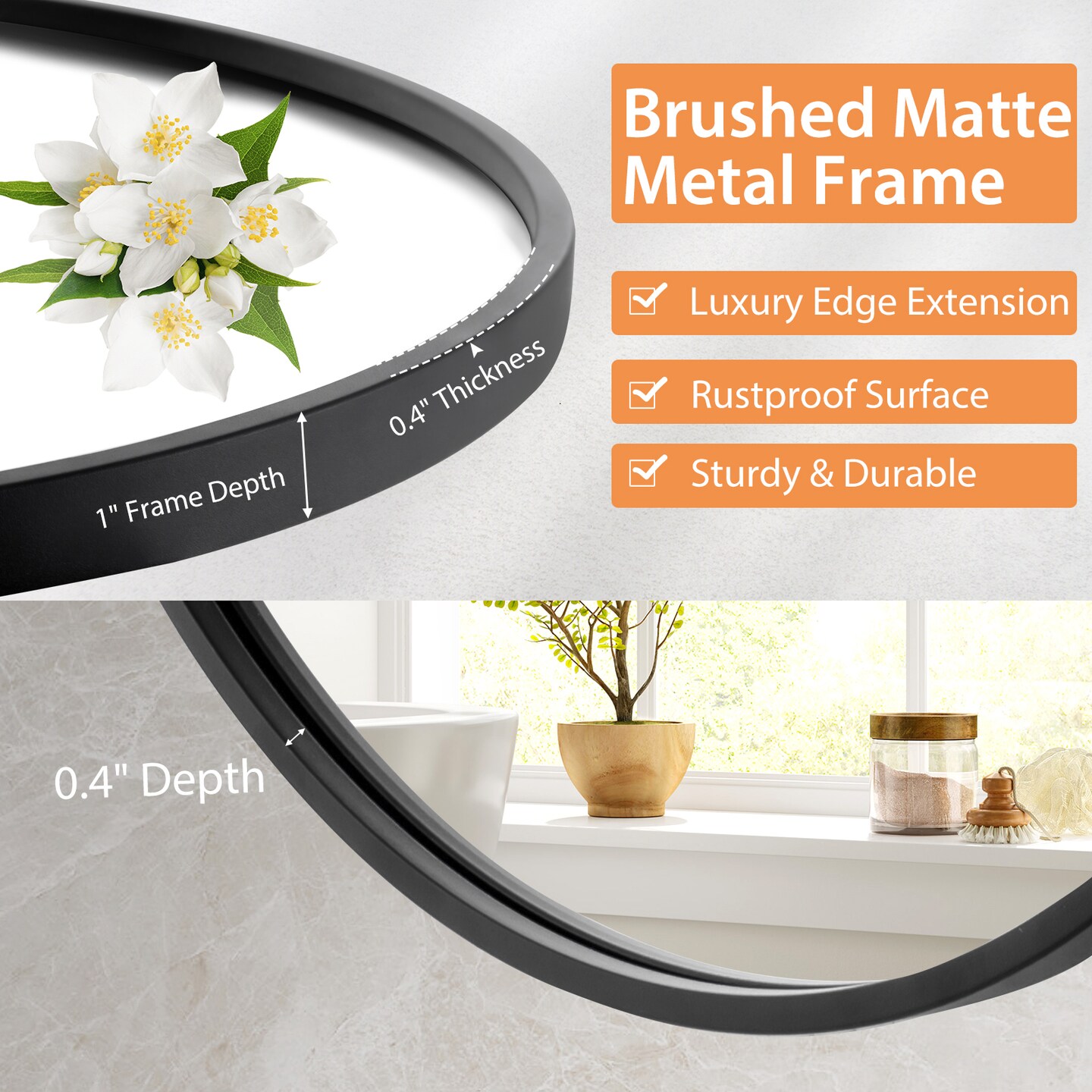 24 Inch Black Circle Bathroom Mirror