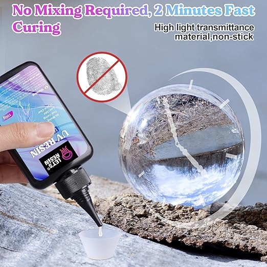 LET&#x27;S RESIN UV Resin,200g High Viscosity Crystal Clear Thick UV Resin Kit, Quick-Curing&#x26;Low Shrinkage Ultraviolet Epoxy Resin for Crafts, Doming, Coating