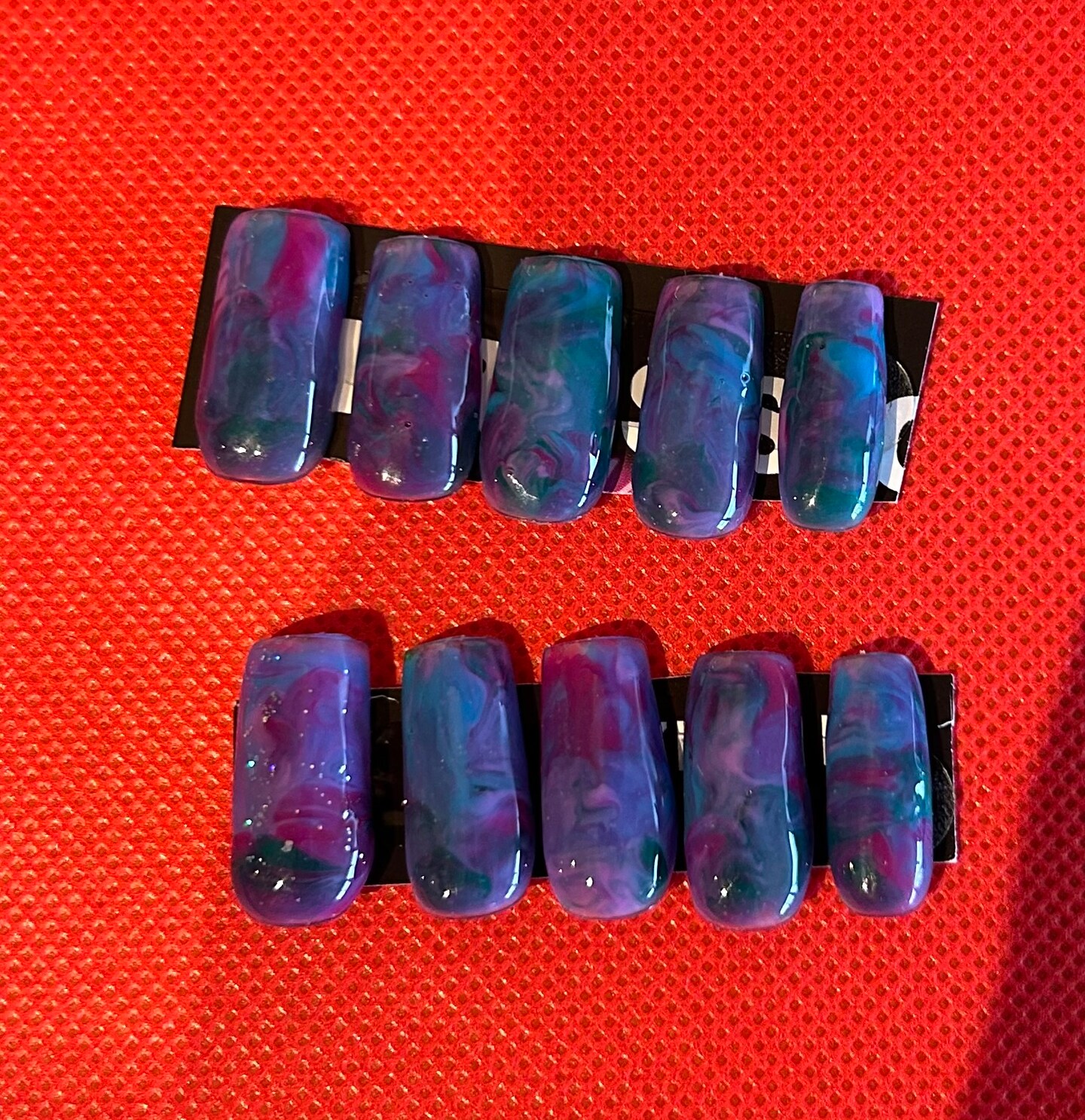 rainbow glow in the dark marble press on nails MakerPlace by