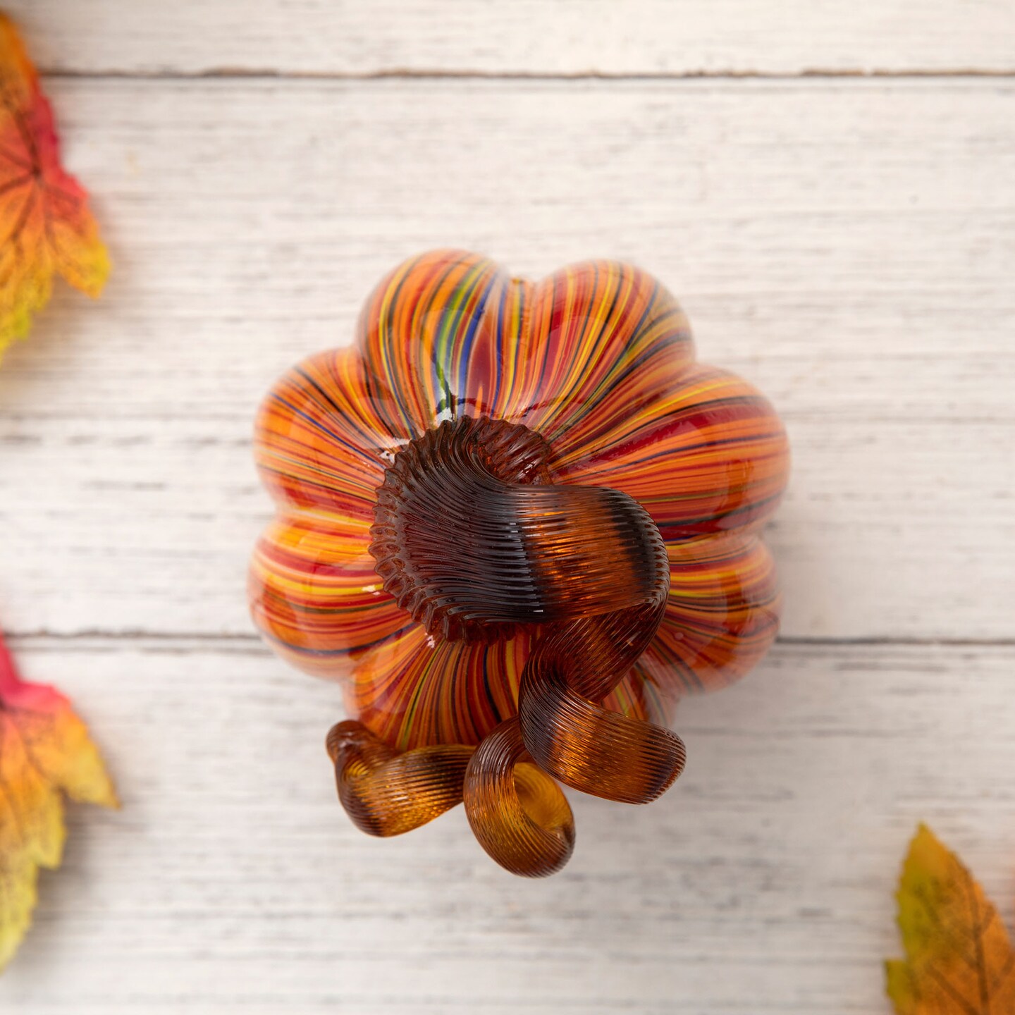 Multi Striped Glass Pumpkin &#x26; Gourd