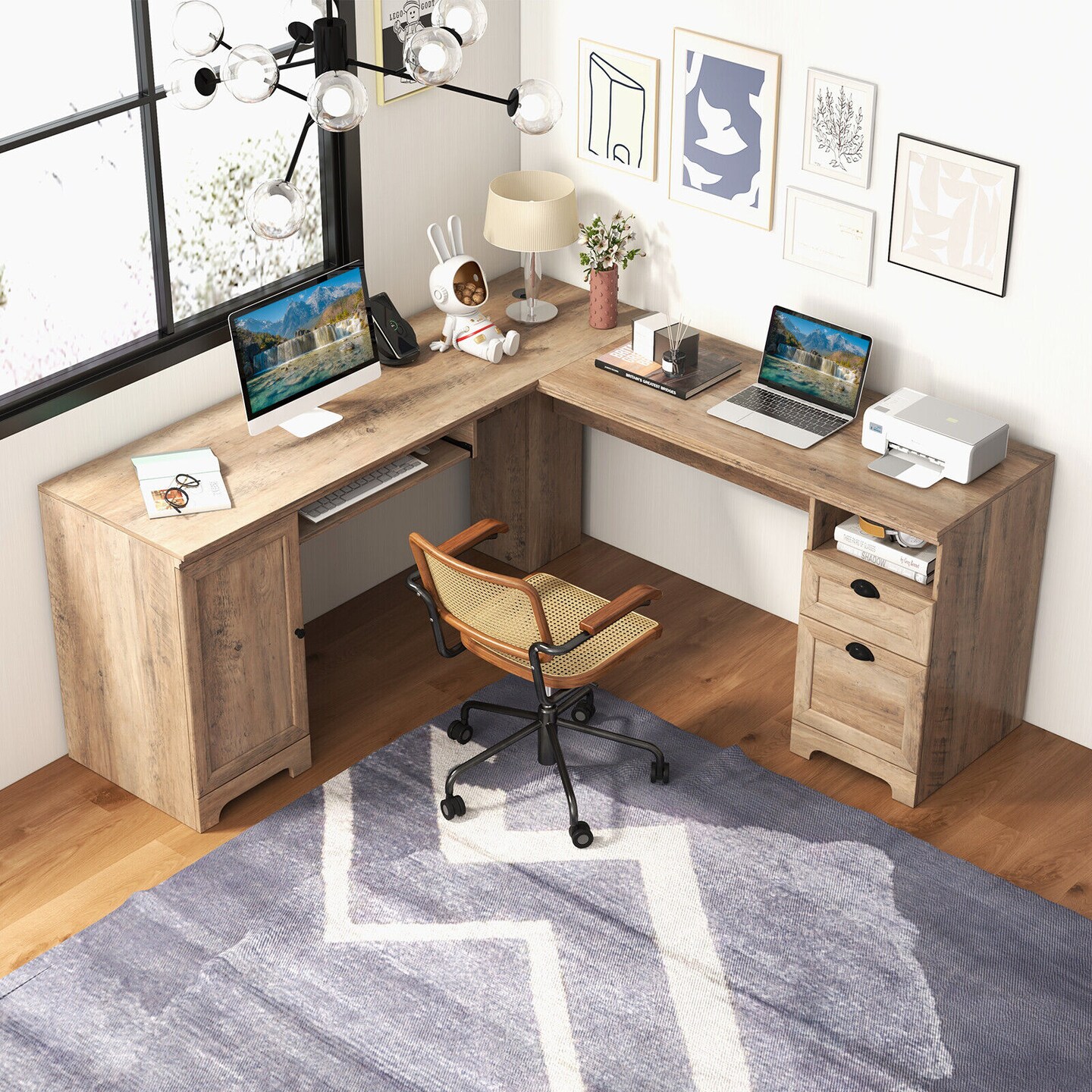 66 Inch L-Shaped Computer Desk