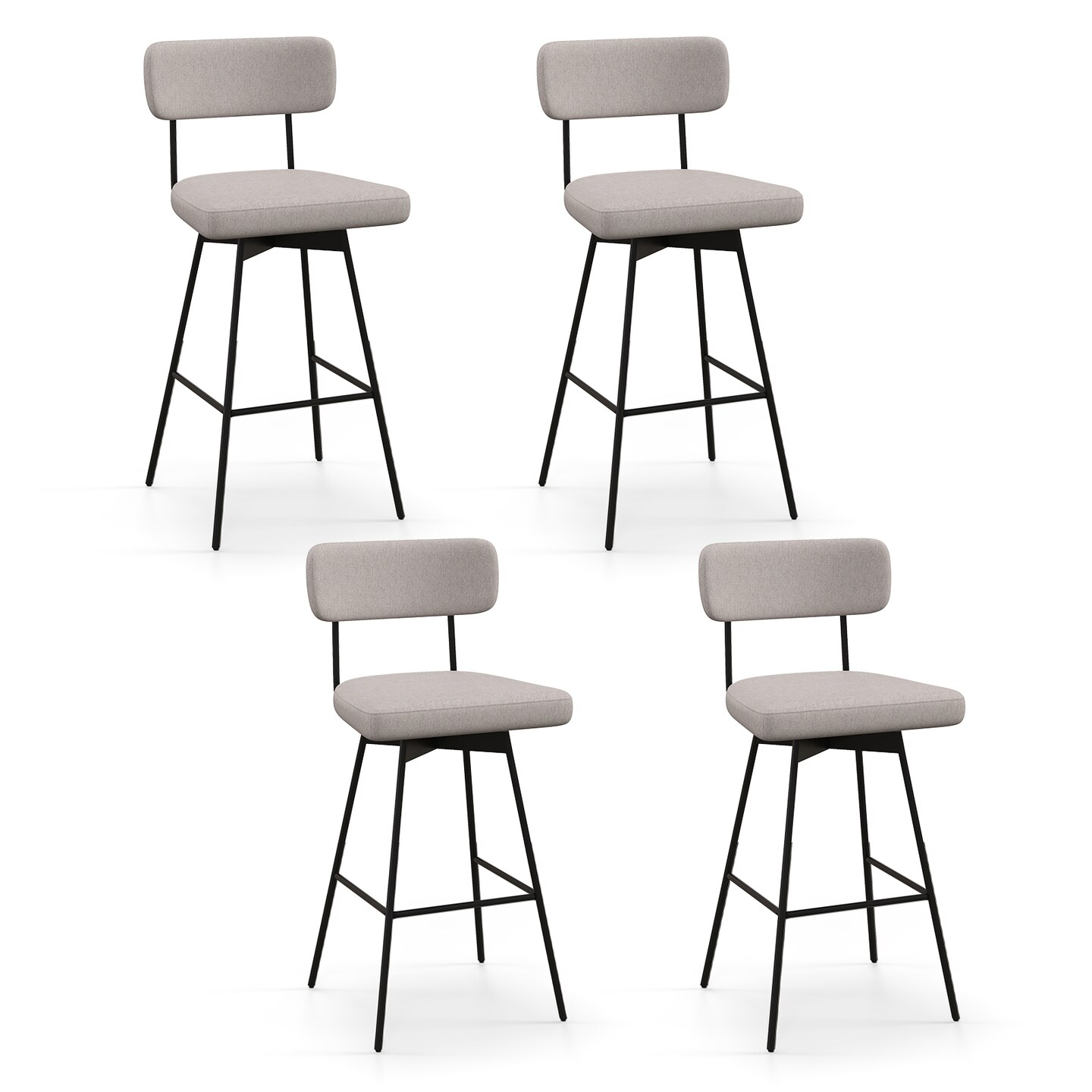 Set of 2 25-Inch Counter Height Upholstered Swivel Bar Stools - 18.5&#x22; x 20&#x22; x 35.5&#x22;