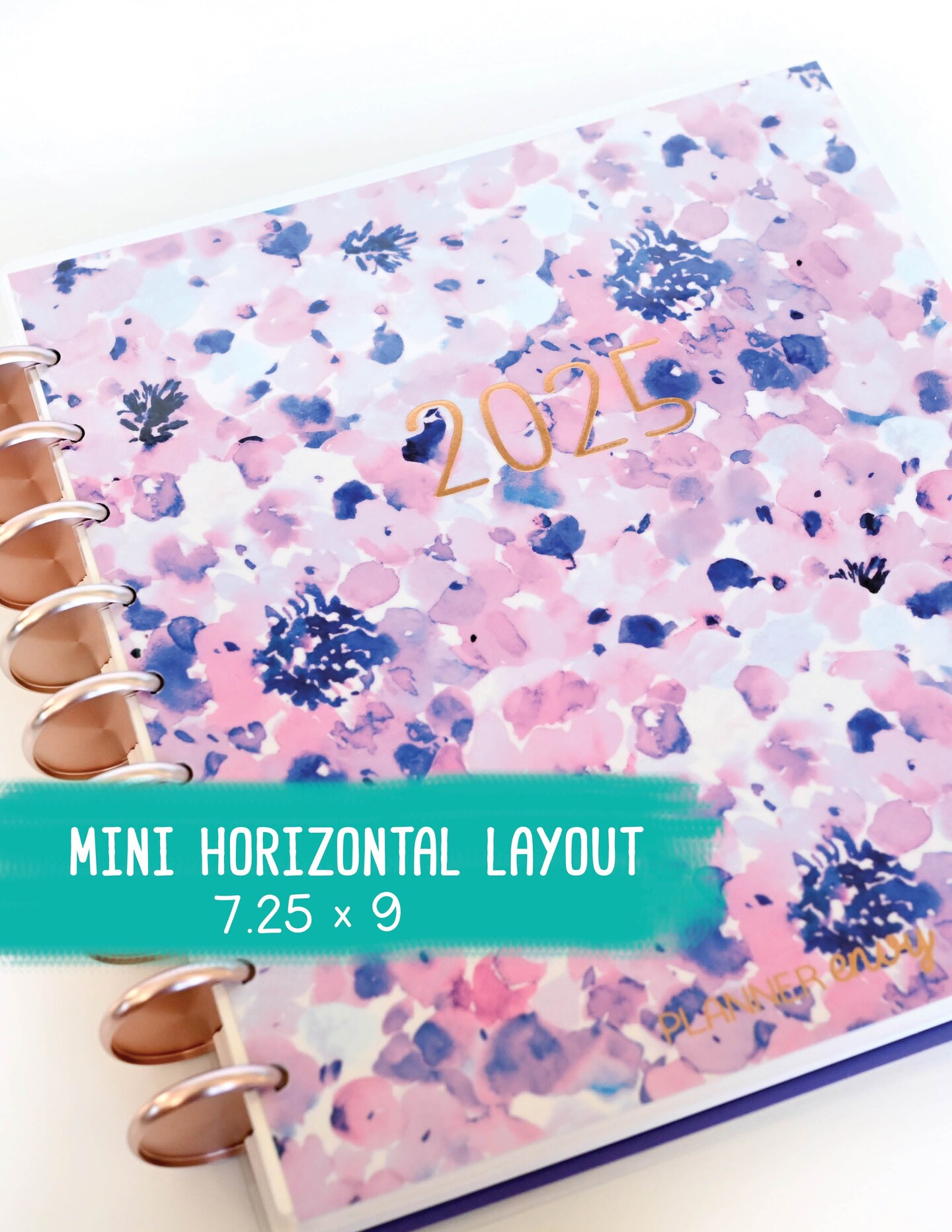 2025 Planner - Mini Horizontal Layout, Disc Bound - "Purple Hydrangea
