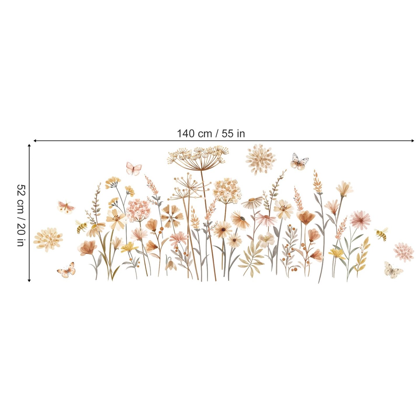 decalmile Boho Flower Wall Decals Wildflower Floral Dandelion Grass Wall Stickers Baby Nursery Girls Bedroom Kids Room Wall Decor