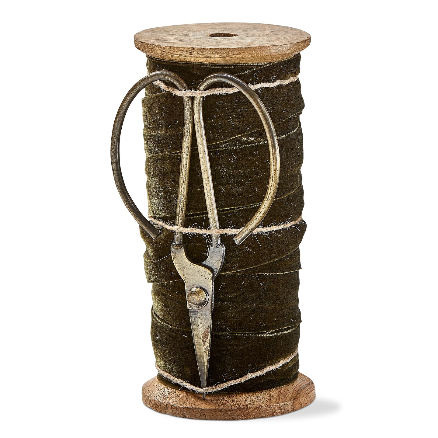 Vlvt Dark Green Ribbon with Scissors, 25mm x 5yd, Nylon Craft Ribbon for Everyday Use, Spot Clean, 6" H x 3" L x 3" W