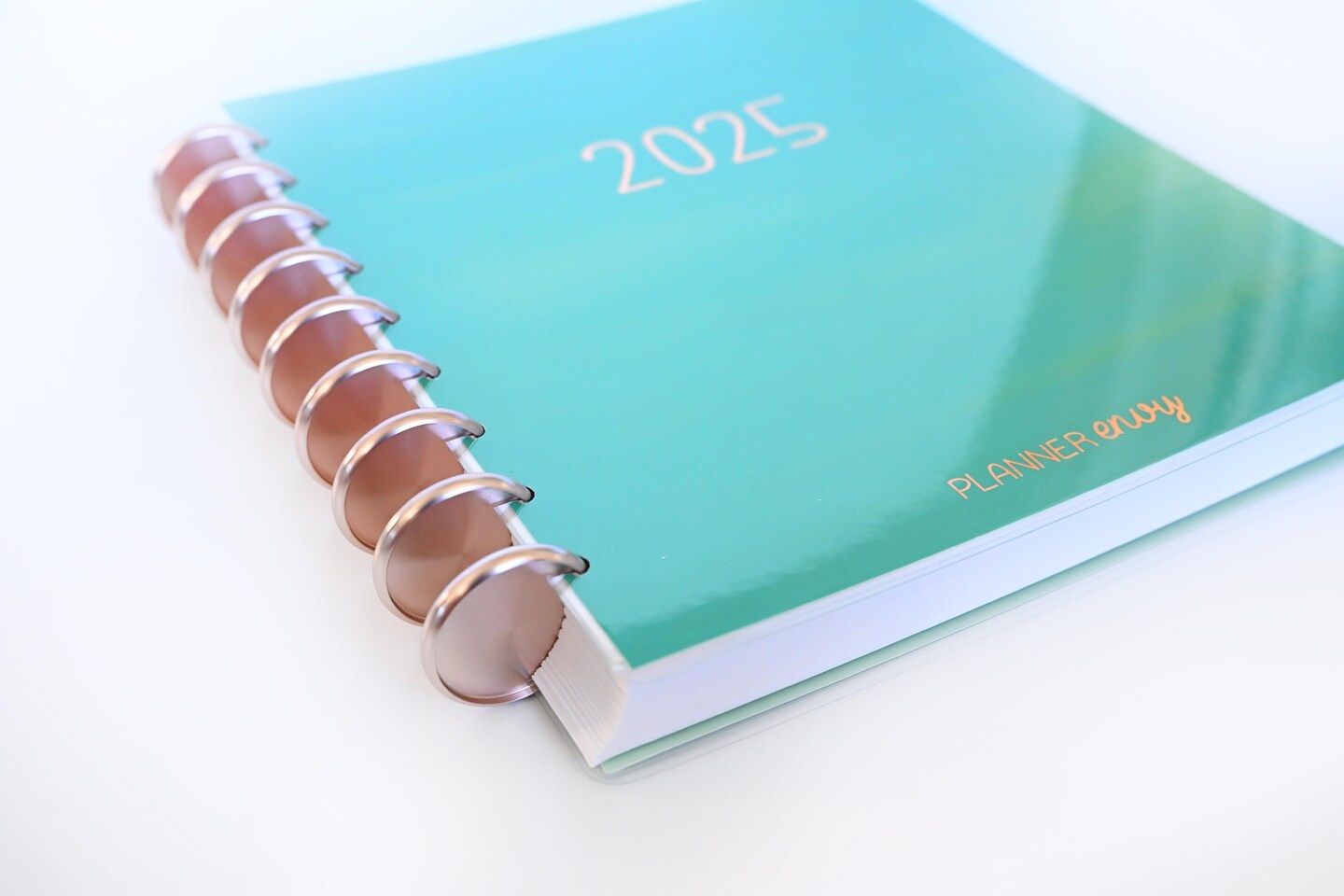2025 Planner - Mini Horizontal Layout, Disc Bound - "Teal Strokes" (#1002)