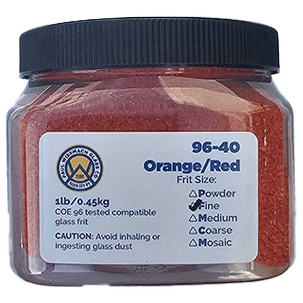 Wissmach Frit Fine Orange/Red Opal Striker 96-40 1Lb. Jar 96 COE