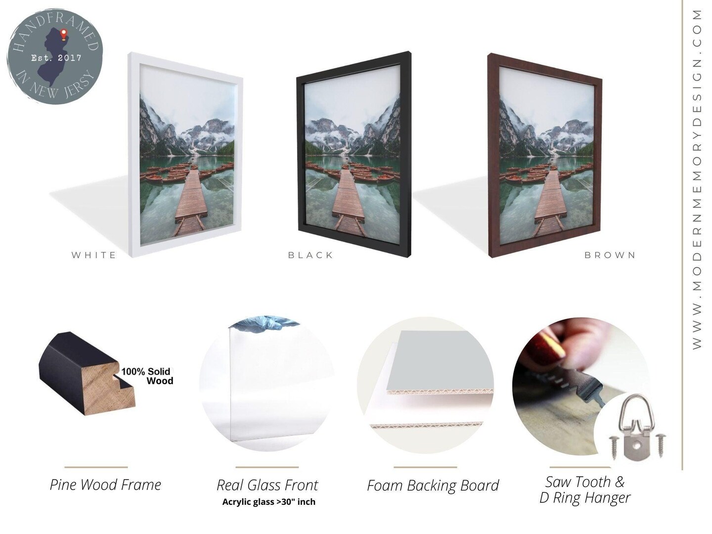 25x29 White Picture Frame for Posters Photos Art - Durable Elegant Wall Hanging Option