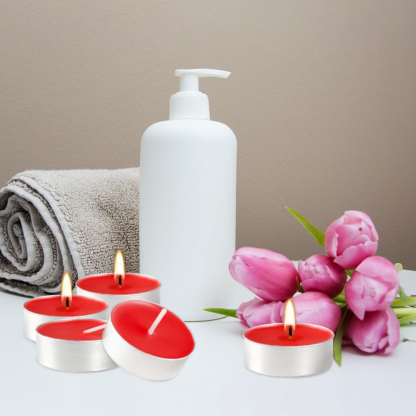 Red Scented Tealight Candles - 100 Pack Votive Candles Bulk - Apple Fragrance Tea Light Candle Gift Set for Holiday, Wedding and Home - 4 Hour