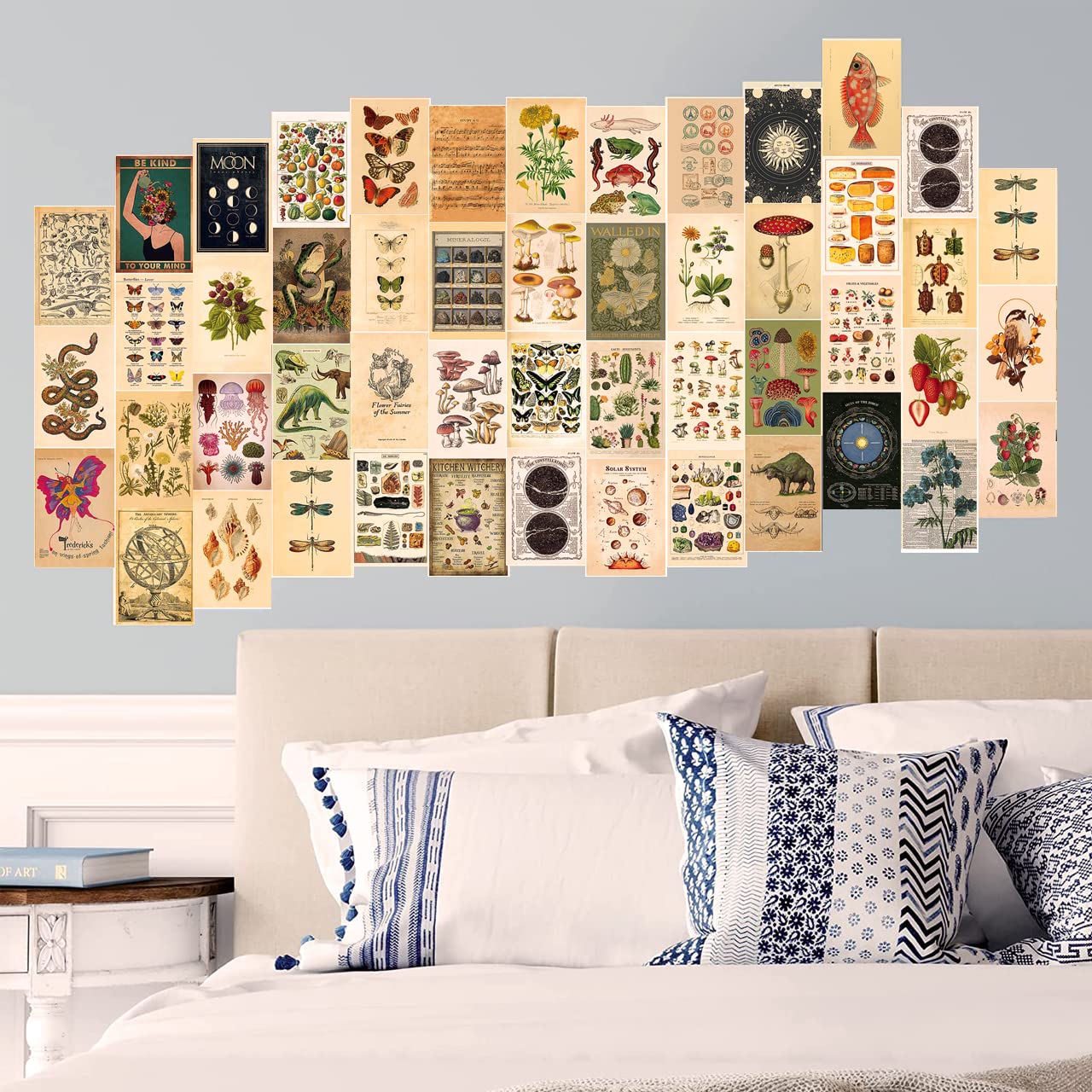 TRAMIN 100 PCS Vintage Posters, Collage Kit Aesthetic Pictures, Cottagecore Room Decor for Bedroom, Cute Dorm Photo Wall Decor for Teen Girls, Botanical Wall Art&#x2026;