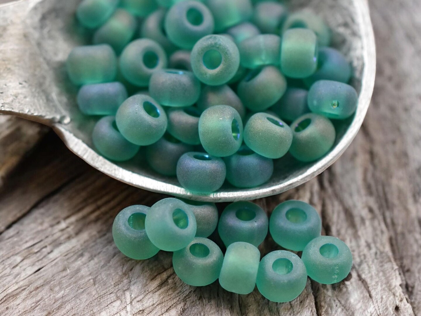 50G Transparent Matte Teal Green AB Czech 2/0 Seed Beads