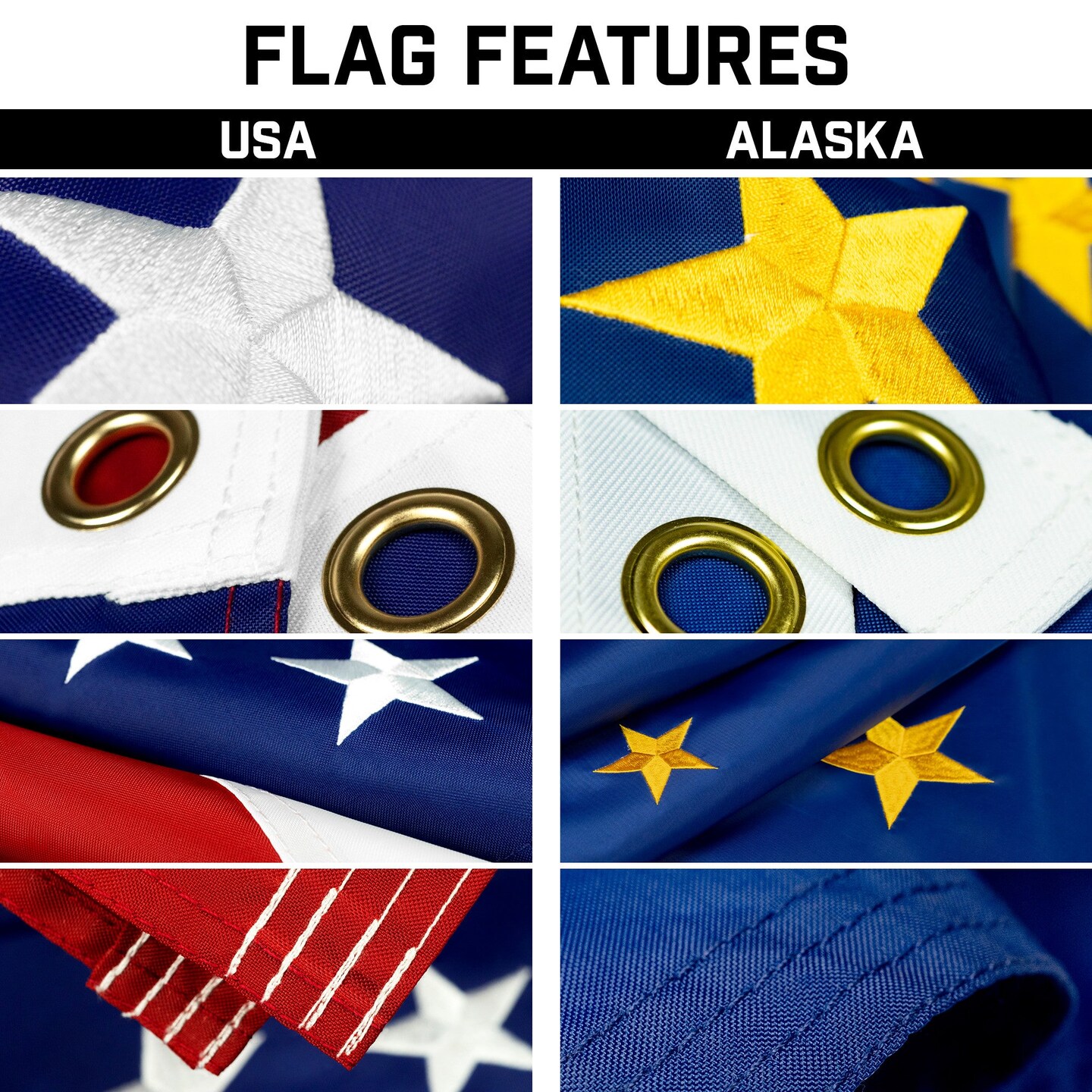 G128 Combo Pack: 20 Ft Telescoping Aluminum Flagpole (Silver) &#x26; American and Alaska Flags 3x5 Ft, Both ToughWeave Series Embroidered Polyester | Pole with Flags Included