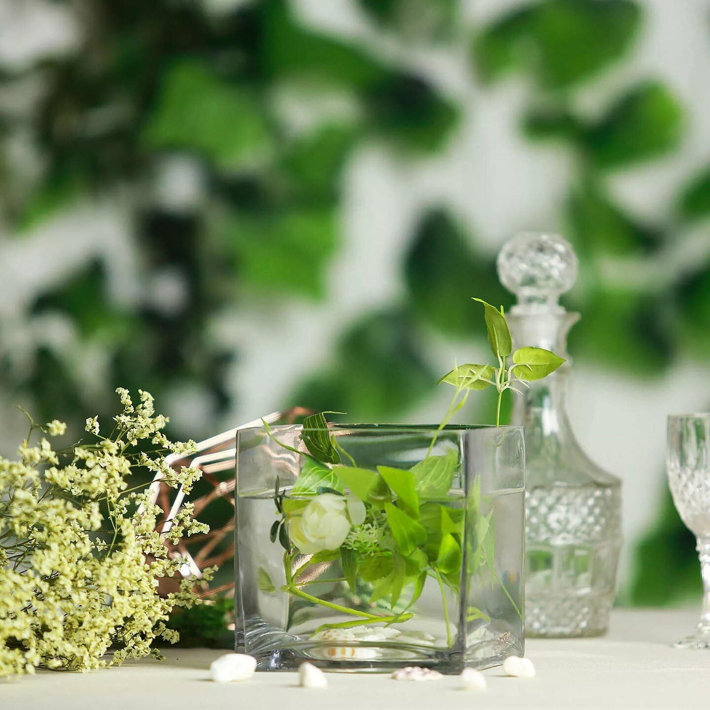 6 pcs 6-Inch tall Clear Glass Cube Vases Centerpieces Wedding Party Supplies