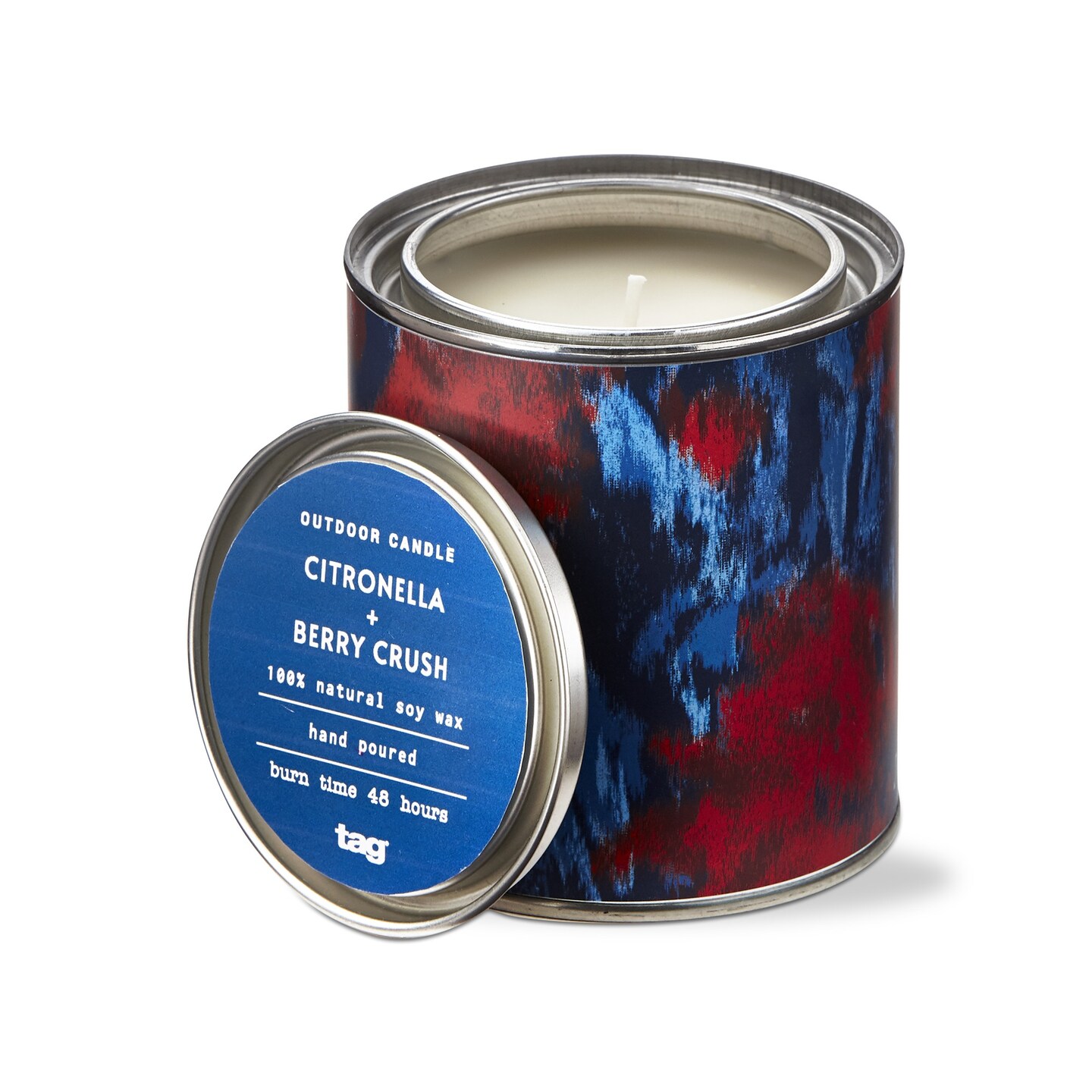 Berry Lush Scented Citronella Candle in Floral Print Tin Container, 11 oz, Burn Time 48 hrs