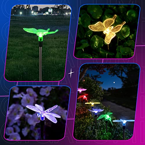 GIGALUMI Solar Garden Lights, 3 Pack Solar Garden Lights, Solar Christmas Decoration Color Changing LED, Outdoor Solar Lights Decorative for Pathway, Garden, Lawn, Patio, Driveway