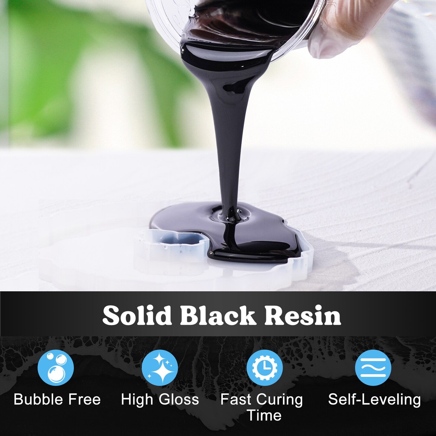 LET&#x27;S RESIN EPOXY RESIN Black Resin Epoxy,44OZ Bubble Free &#x26; High-Gloss Epoxy Resin Kit,Self Leveling Resin and Hardener for Art Crafts,Jewelry Making,Resin Molds