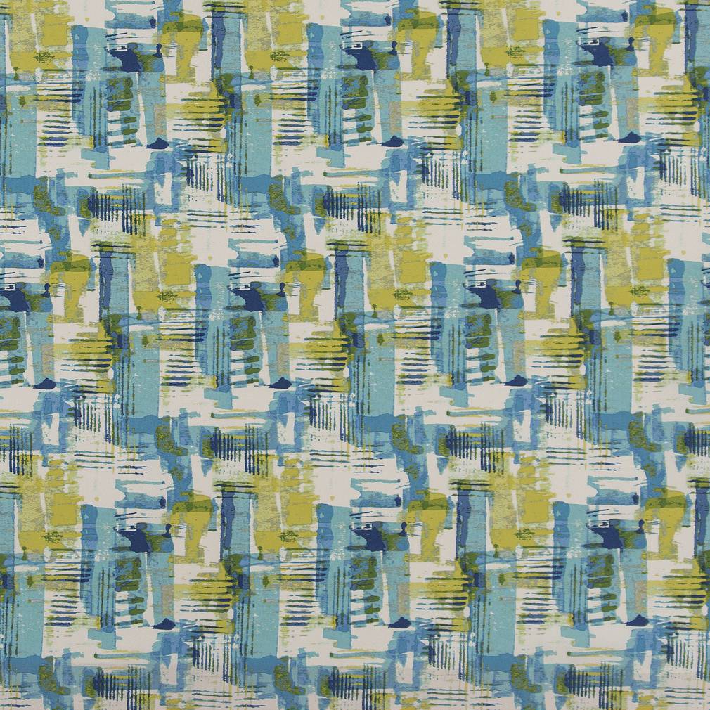 Key West - Aqua, Teal Abstract, Geometric Upholstery Fabric 54"