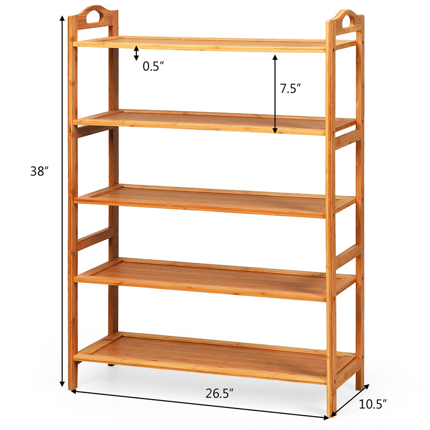 Costway 5-Tier Bamboo Shoe Rack FreeStanding Shoe Shelf Entryway Shoe Storage Organizer