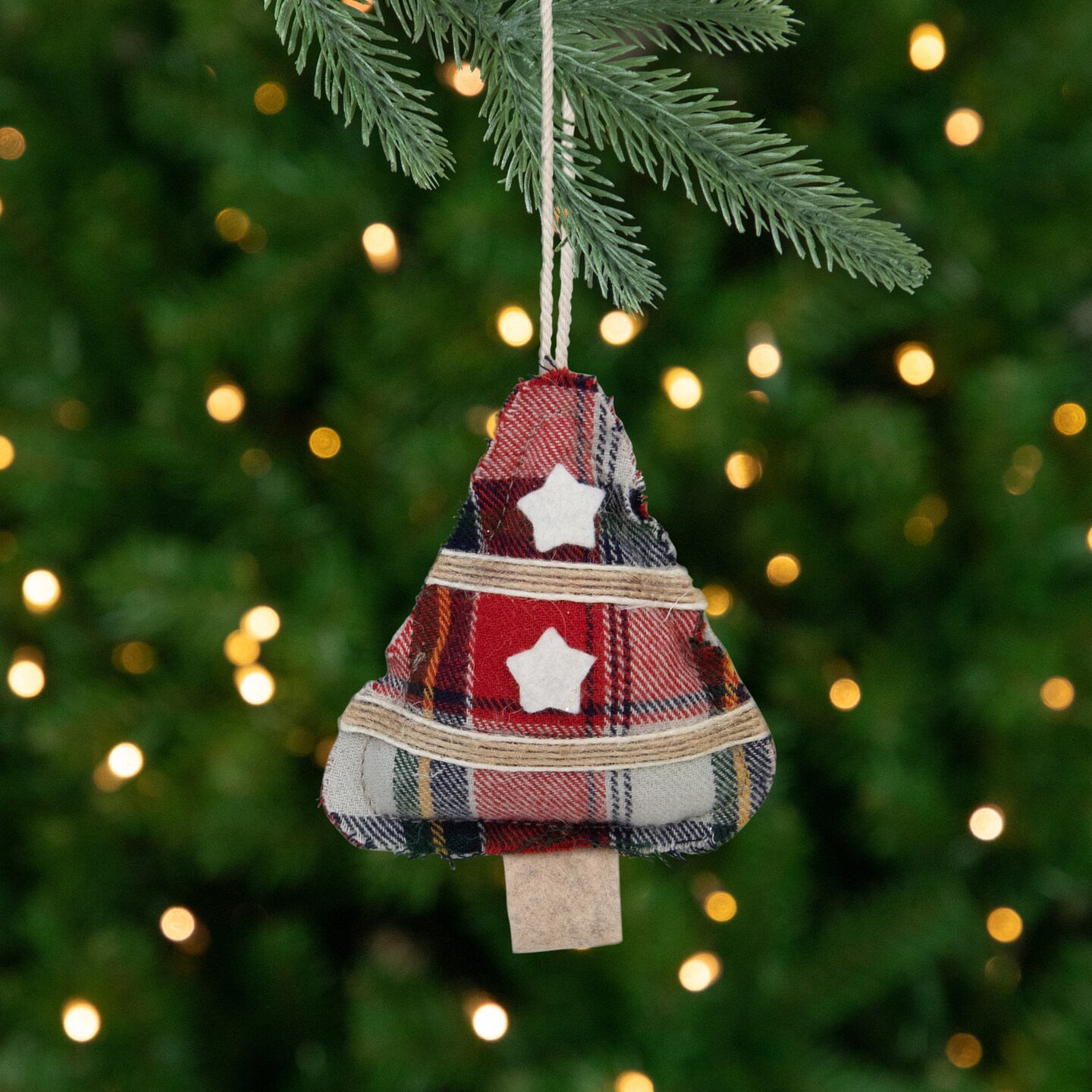 Northlight 4&#x22; Plaid Christmas Tree Shaped Plush Ornament