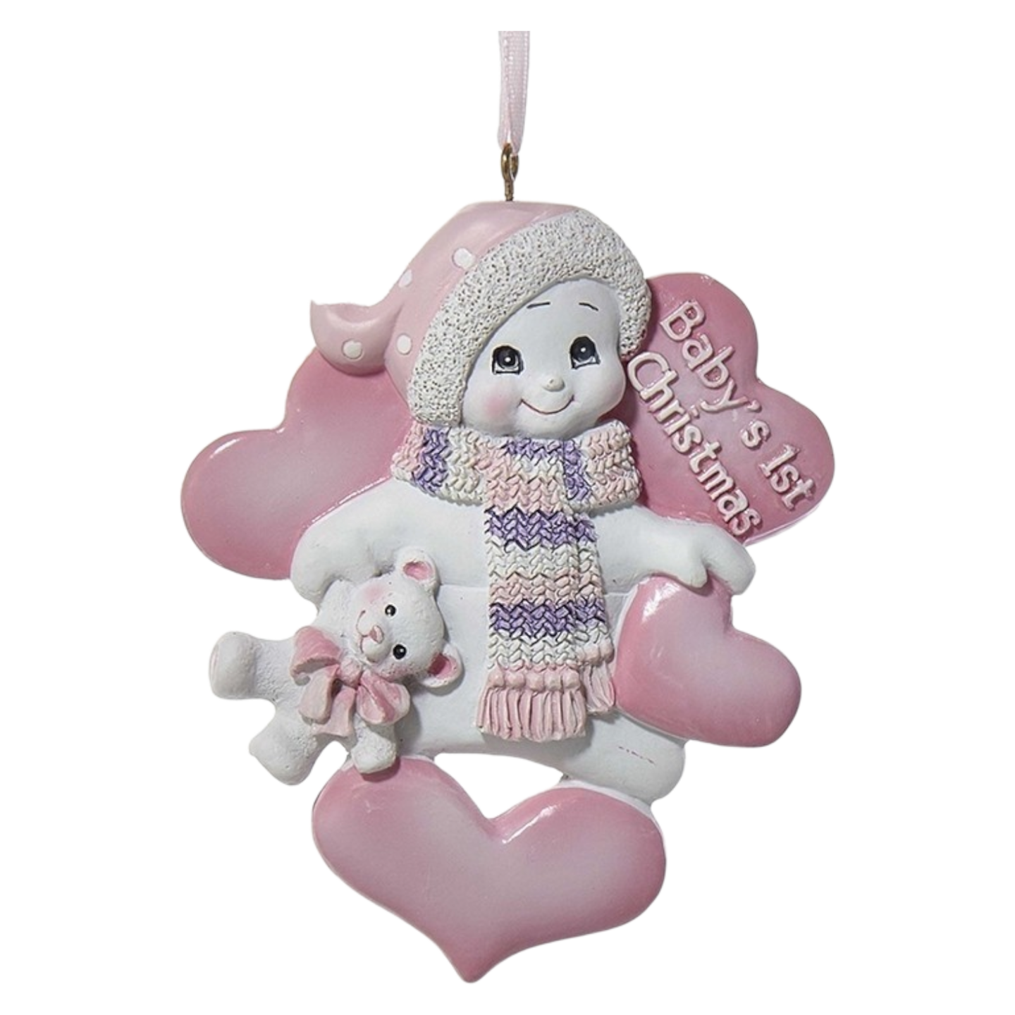 Baby&#x27;s 1st Christmas - Snowman Ornament - Pink