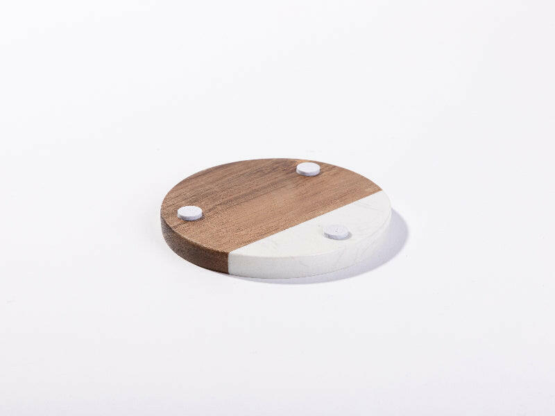 Craft Express 4 Pack Engravable Round Marble and Wood Coasters &#x2013; 4&#x22; for Laser Projects