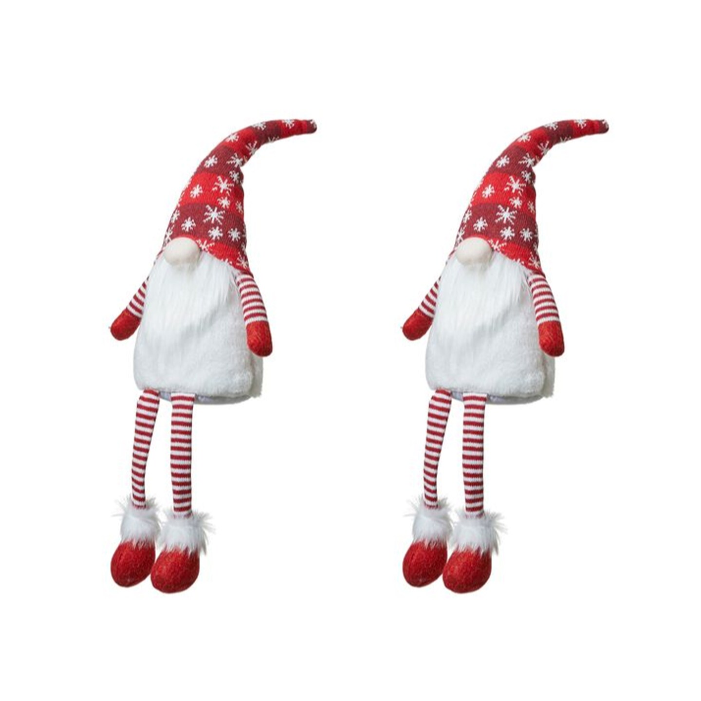 Set of 2 28&#x22;H Fabric Christmas Gnome Shelf Sitter with Dangling Legs
