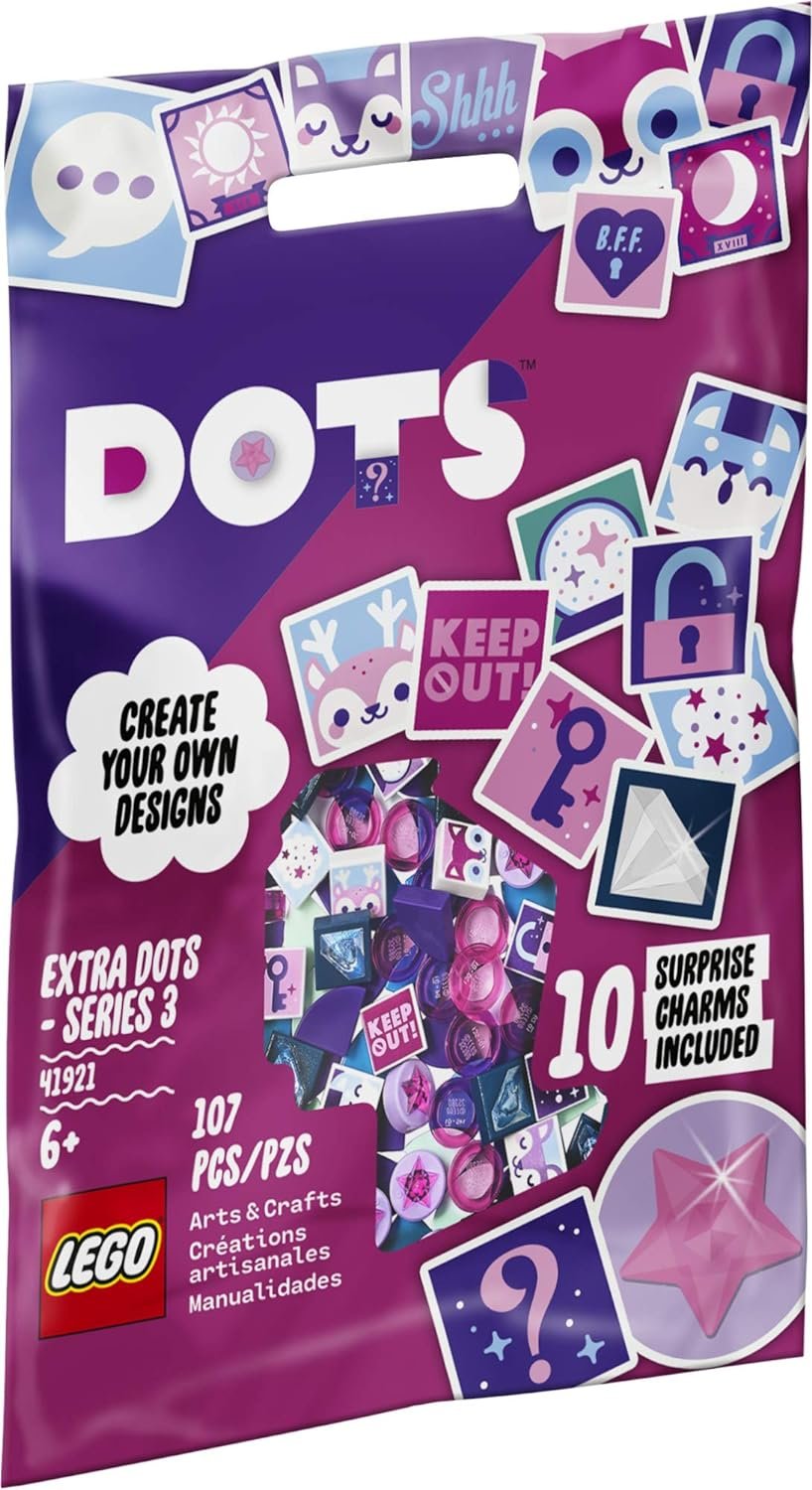 LEGO DOTS Extra DOTS &#x2013; Series 3 41921 DIY Craft Decorations Kit for Fun Creative Play, New 2021 (107 Pieces)