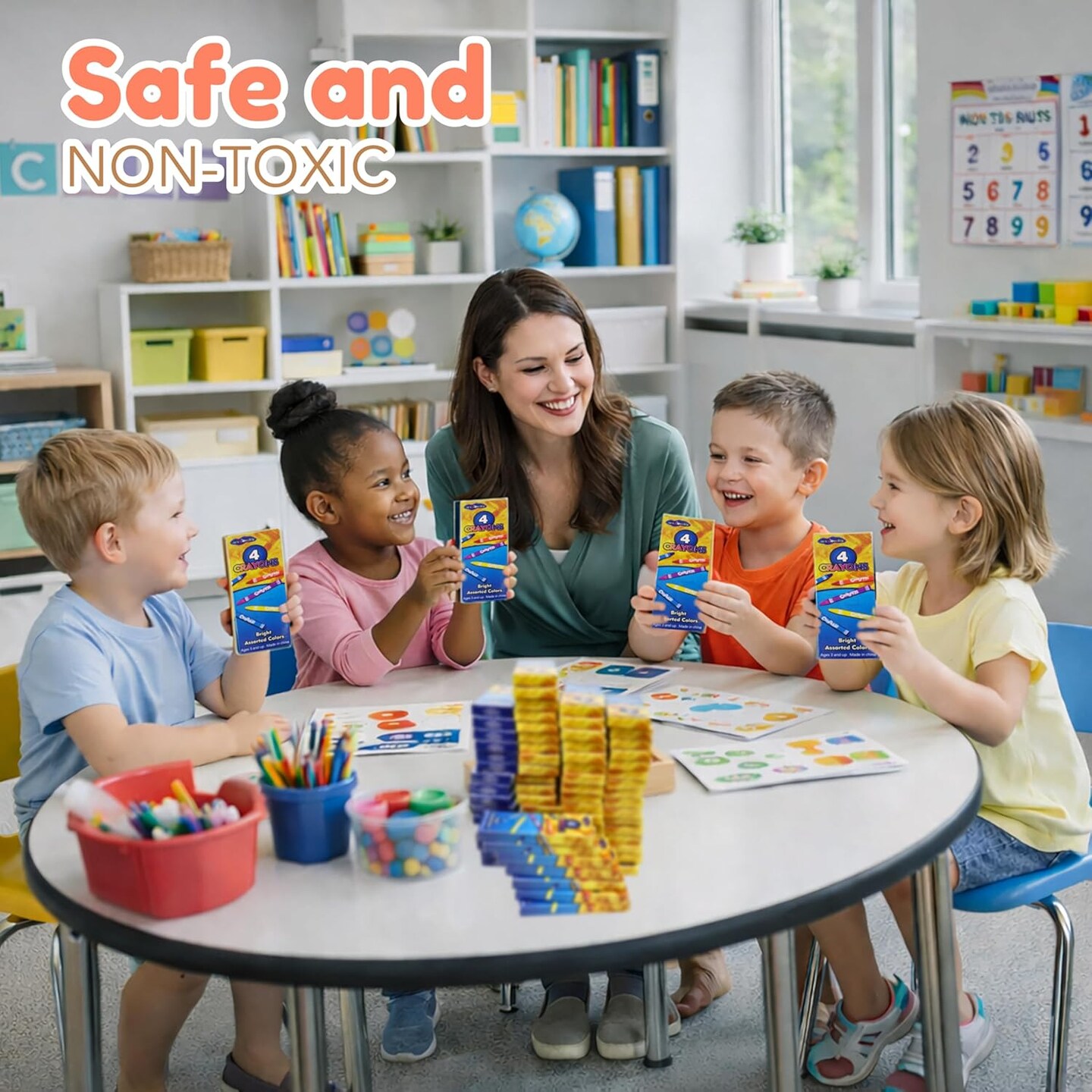 4E's Novelty 144 Boxes of 4 Packs Bulk Crayons for Kids,Non-Toxic Crayons Bulk Classpack Colors for Kids,Ideal School Supplies for Teachers & Students