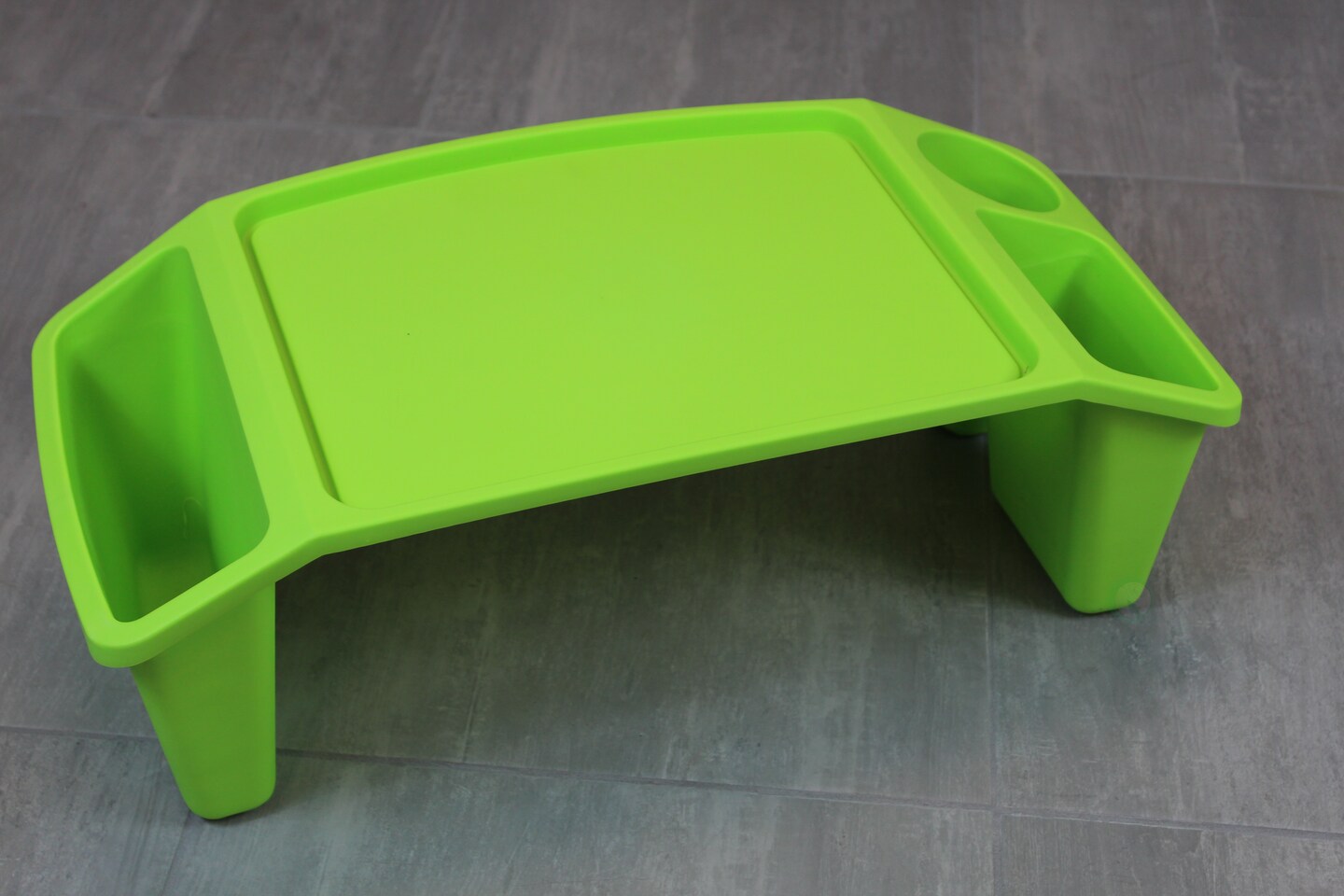 Basicwise Activity Desk Table with Built-In Cup Holder & Storage Compartments Multipurpose Lap Tray for Home Learning Art Activities Snack Time & Floor-Based Task Raised-Leg Design
